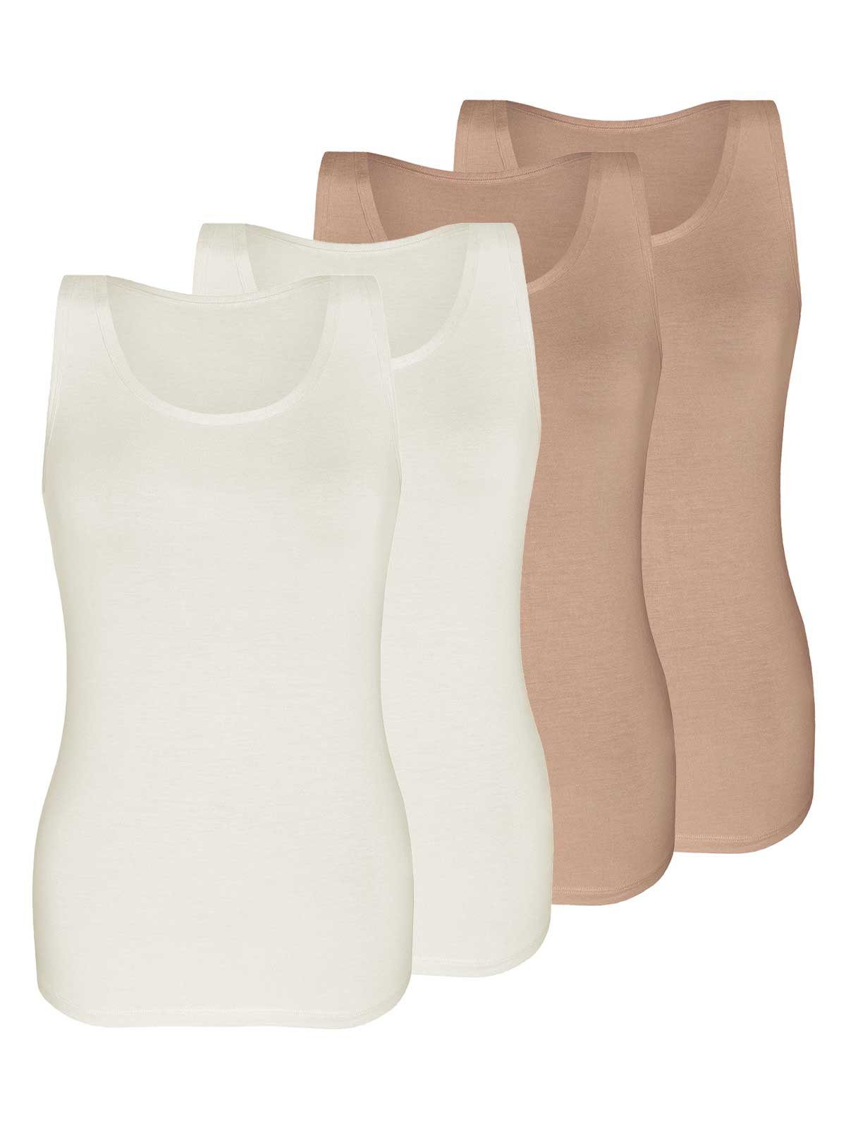 - 4-St) Top Achselhemd SKIN Sassa 4er LOVELY Sparpack (Spar-Set, 2xIvory 2xBeige