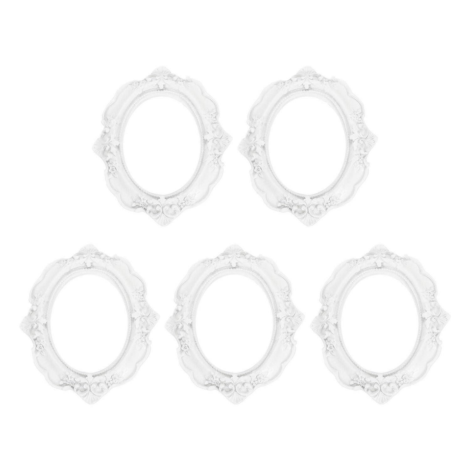 LuxusKollektion Bilderrahmen-Set Bilderrahmen Vintage Harz 5 Stück Oval Mini, (5 St)
