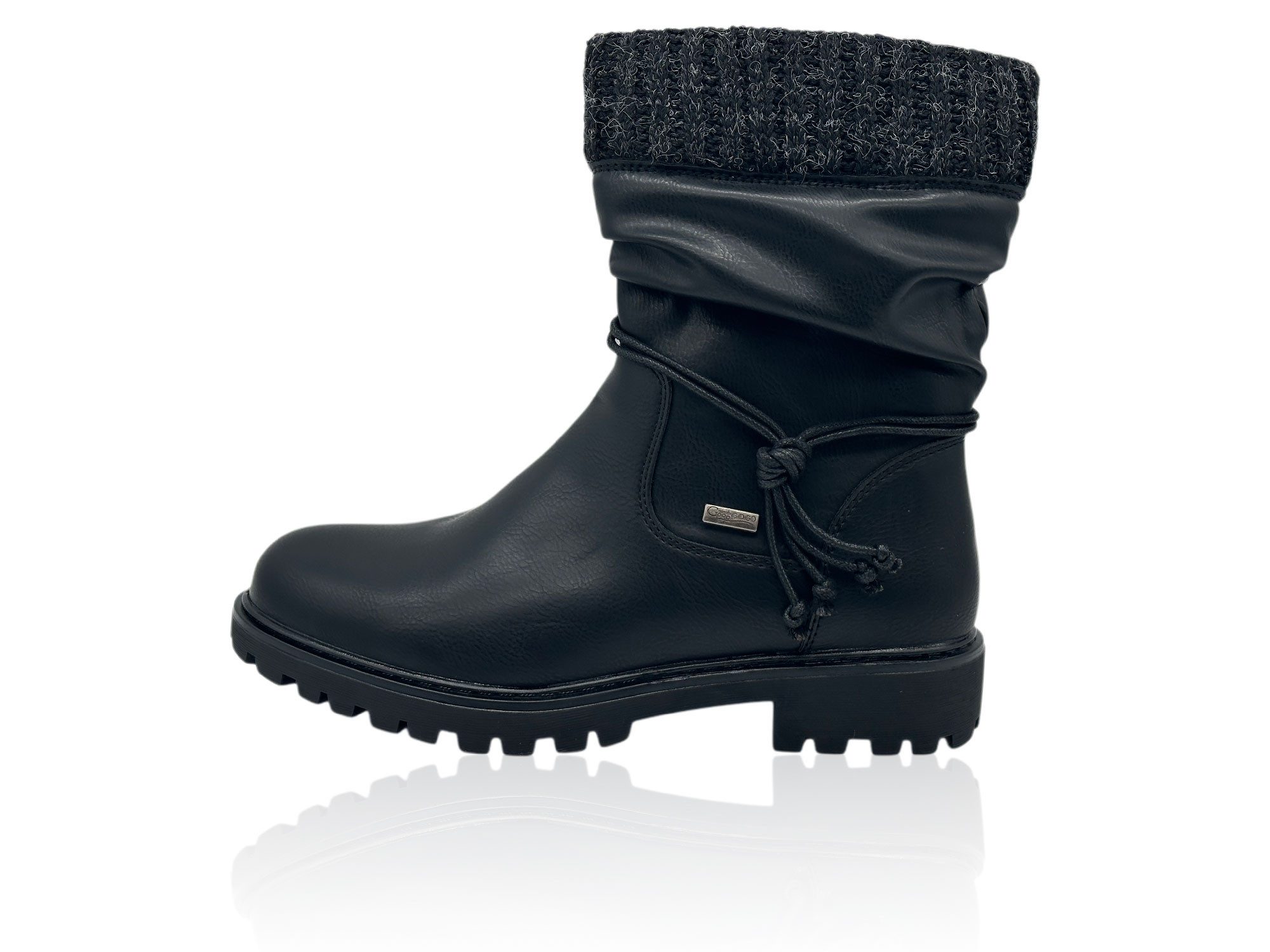 Nowaland Winterboots Damen mit Strickbund und dekorativer Schnürung Winterboots Mit weichem Strickbund, gerafftem Schaft und dekorativer Kordel