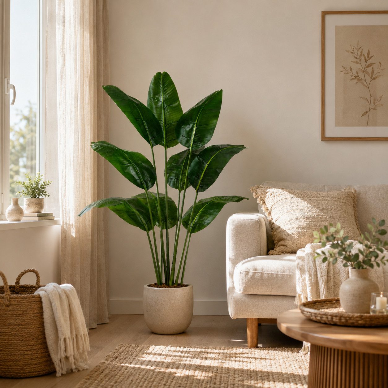 Kunstpalme Künstlicher Bananenbaum mit Topf, Kunstpflanze, Kunstbaum Banane Bananenbaum, PASCH – Bild 2 von 5