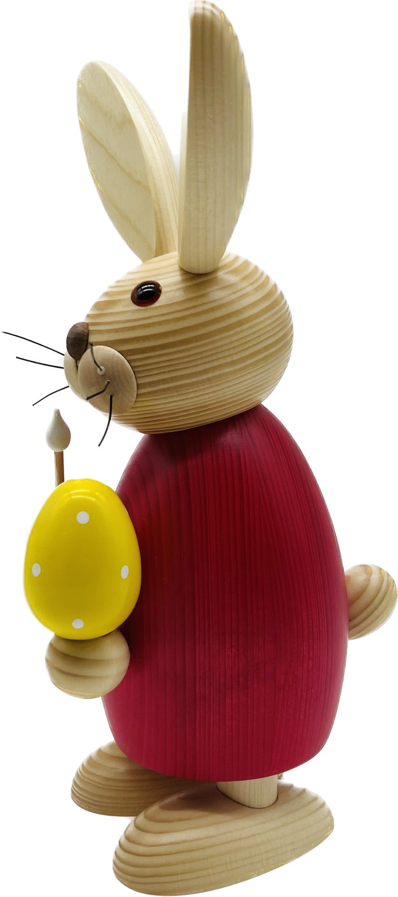 Richard Glaesser Osterhase Maler mit Pinsel und Ei (32cm), Hase aus Holz, Handwerkskunst original Erzgebirge