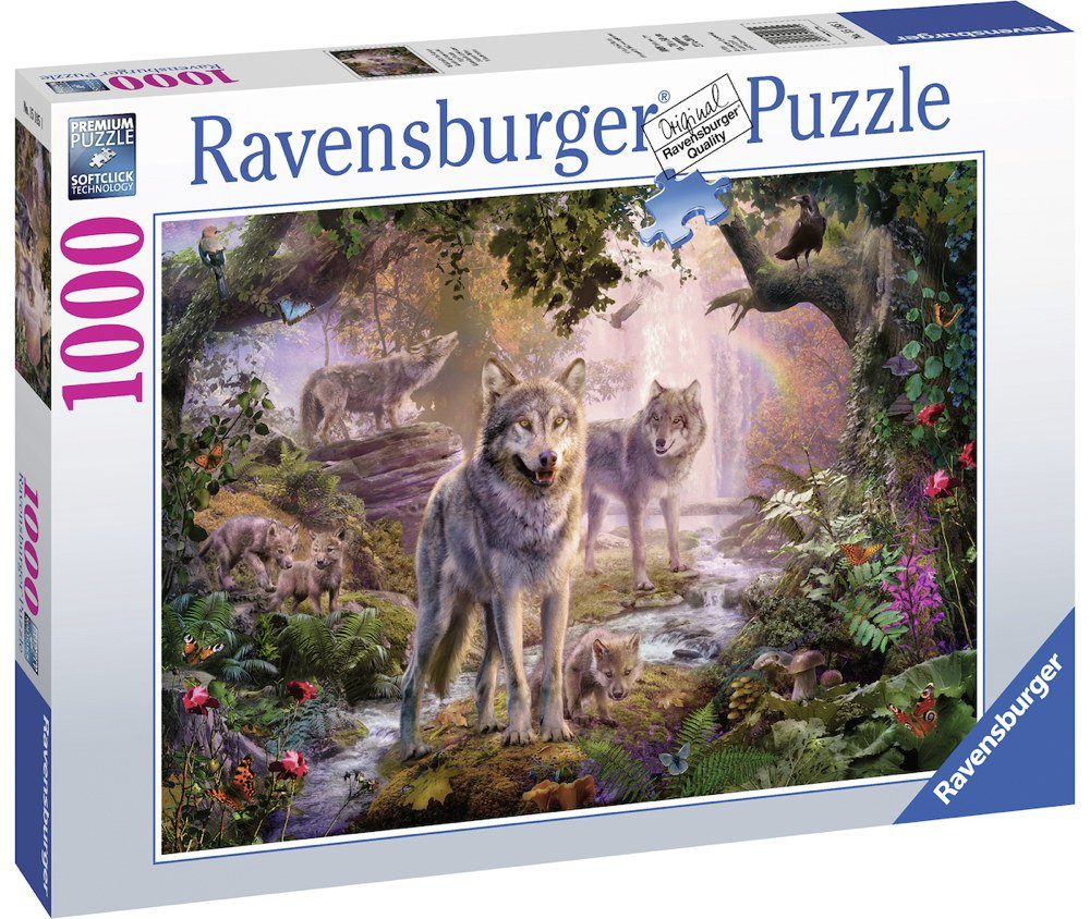 Ravensburger Puzzle 1000 Teile Ravensburger Puzzle Wolfsfamilie im Sommer 15185, 1000 Puzzleteile