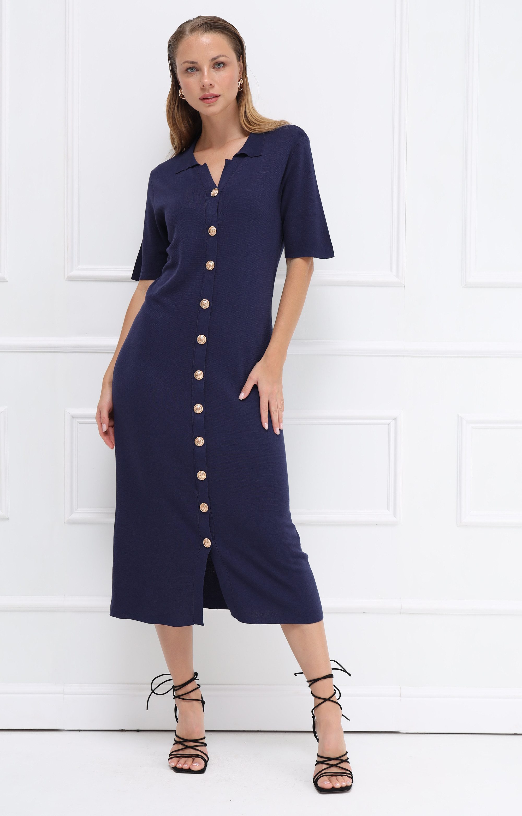 Passioni Midikleid mit durchgehender Knopfleiste günstig online kaufen