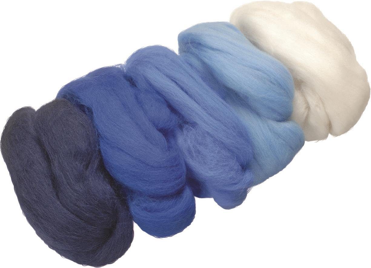 Knorr Prandell Bastelfilz 212506304 Merino-Wolle Mix weiß hellblau mittelblau königsblau dunkelb