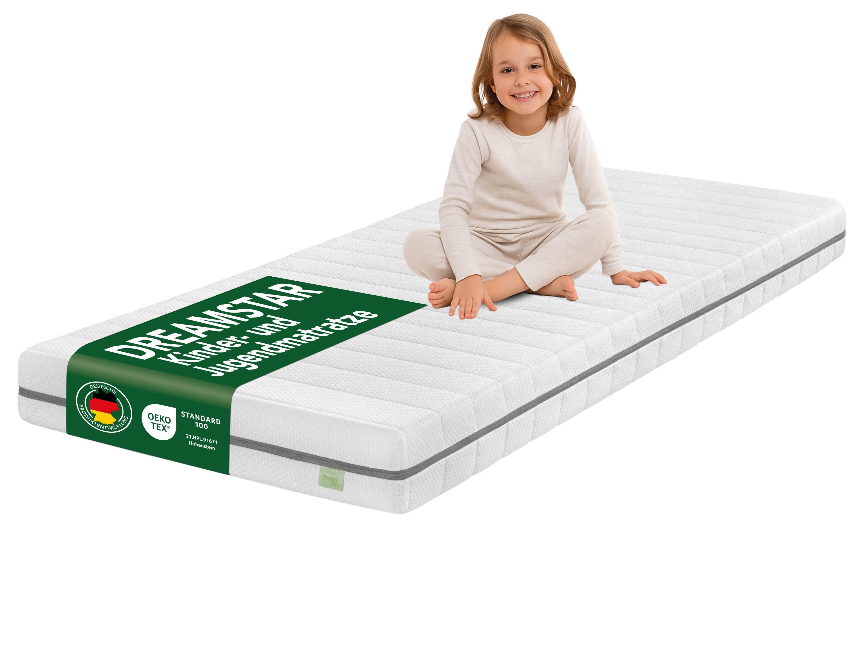 Kindermatratze Babymatratze, Jugendmatratze, Atmungsaktiv & Waschbarer Bezug, Dreamstar, 13 cm hoch, ohne Spannbettlaken (60x120, 70x140, 80x160, 90x200, 120x200, 140x200)
