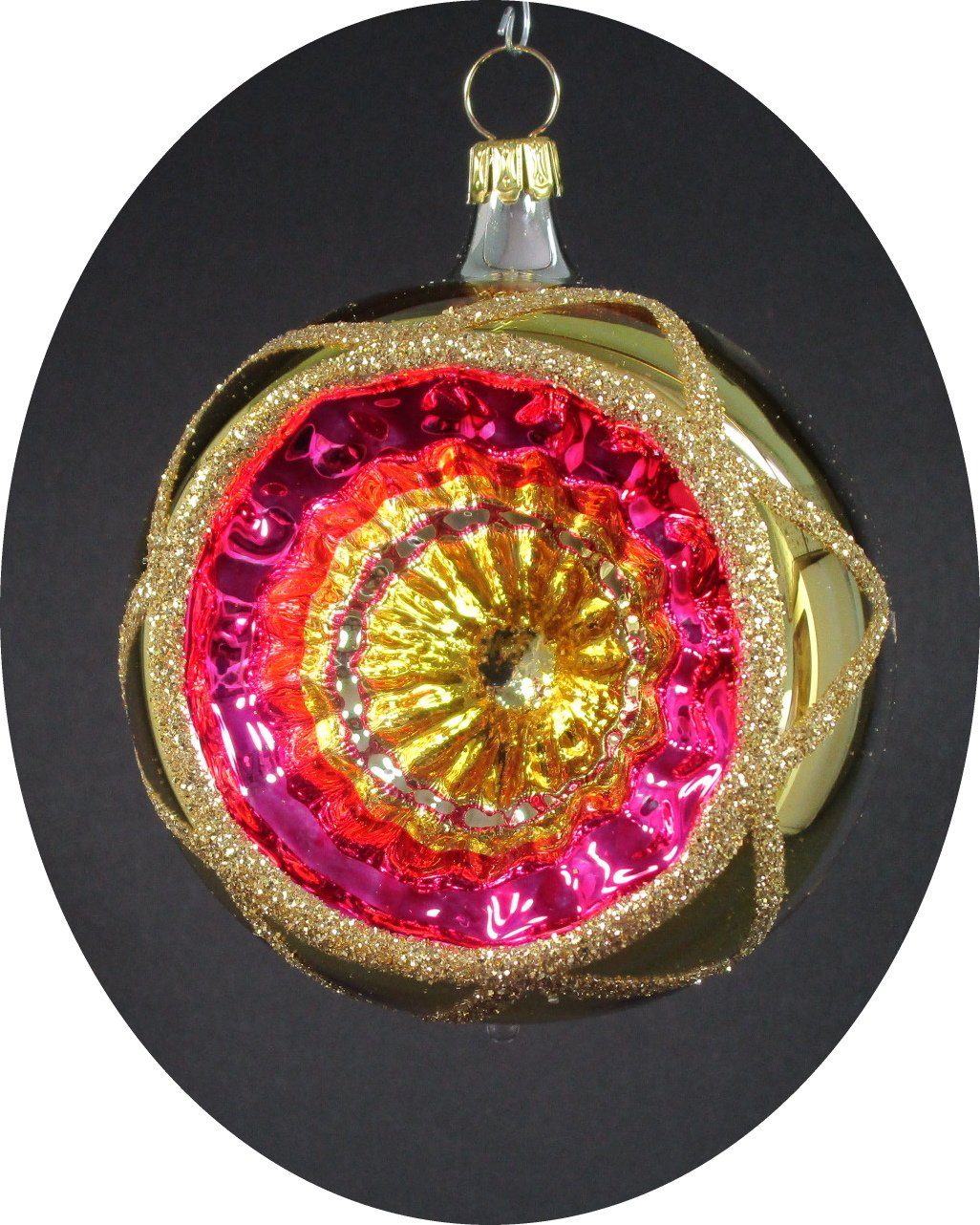 Nostalgie Christbaumschmuck Thüringen Christbaumschmuck Reflexkugeln 8cm, silbern, gold/bunt (6-tlg), Reflexkugeln 8cm, silbern, gold/bunt