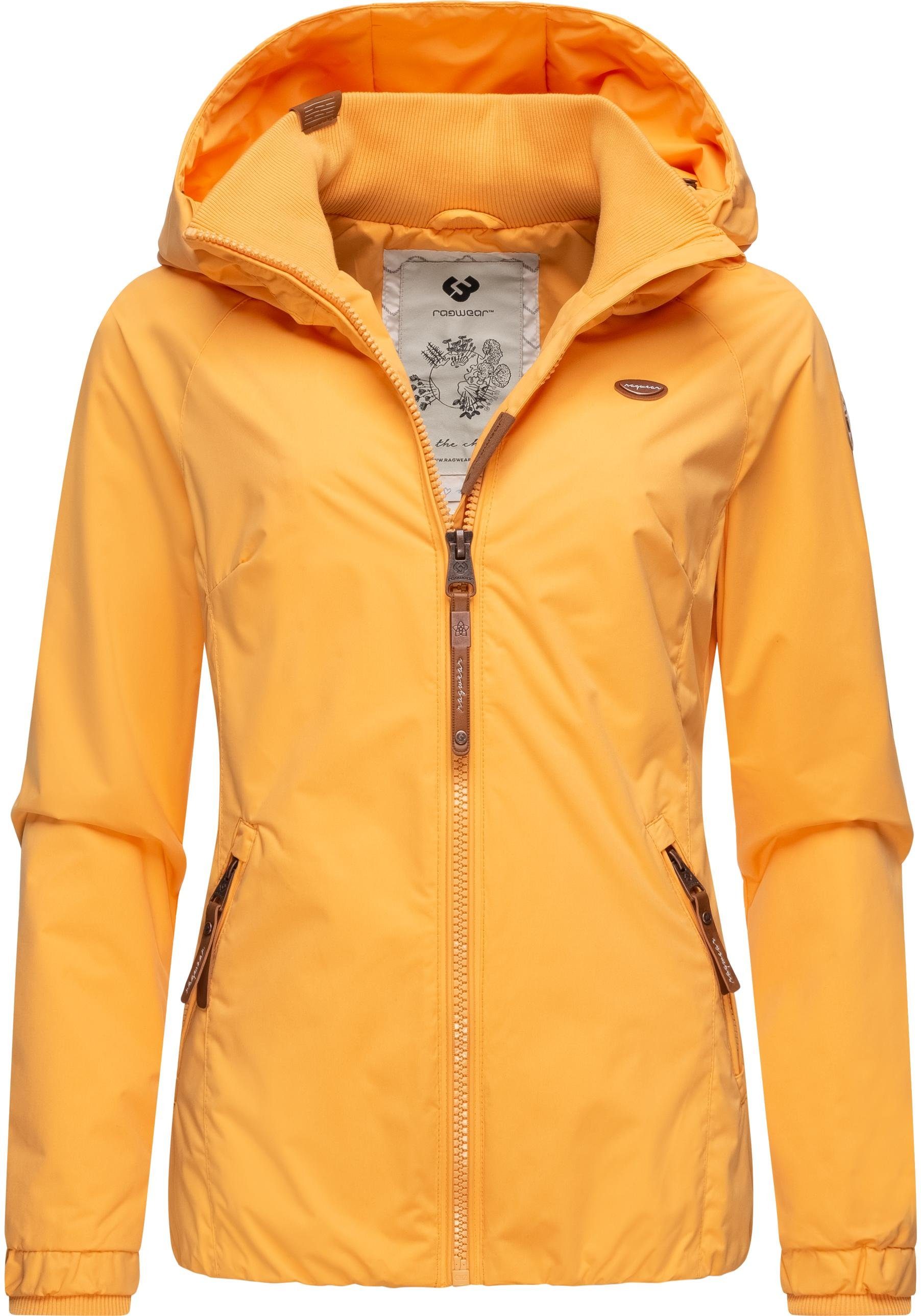 Ragwear Outdoorjacke Dizzie stylische Übergangsjacke mit großer Kapuze dottergelb