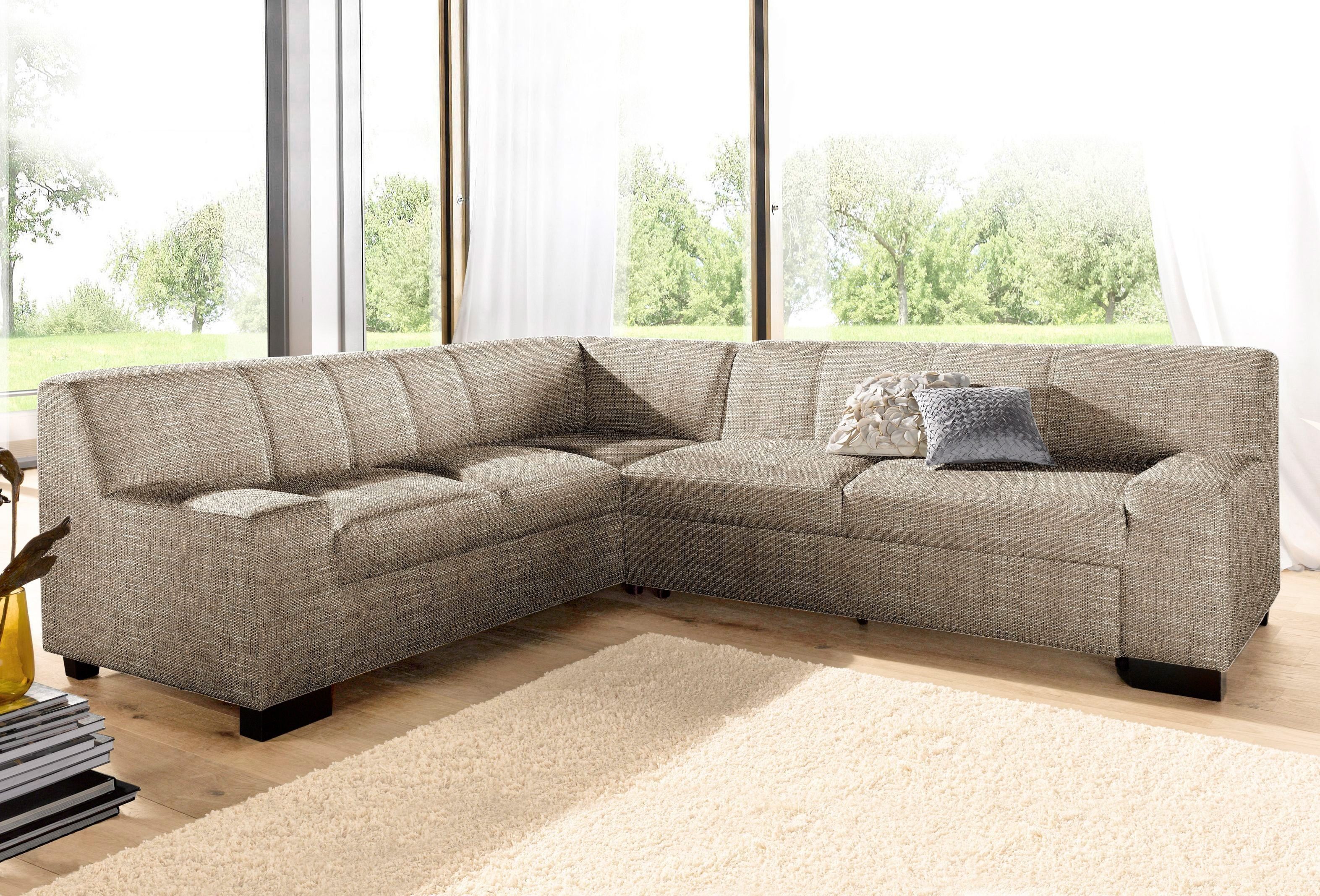 DOMO collection Ecksofa Norma Top, elegant und modern, flache Armlehnen, L-Form, wahlweise mit Bettfunktion