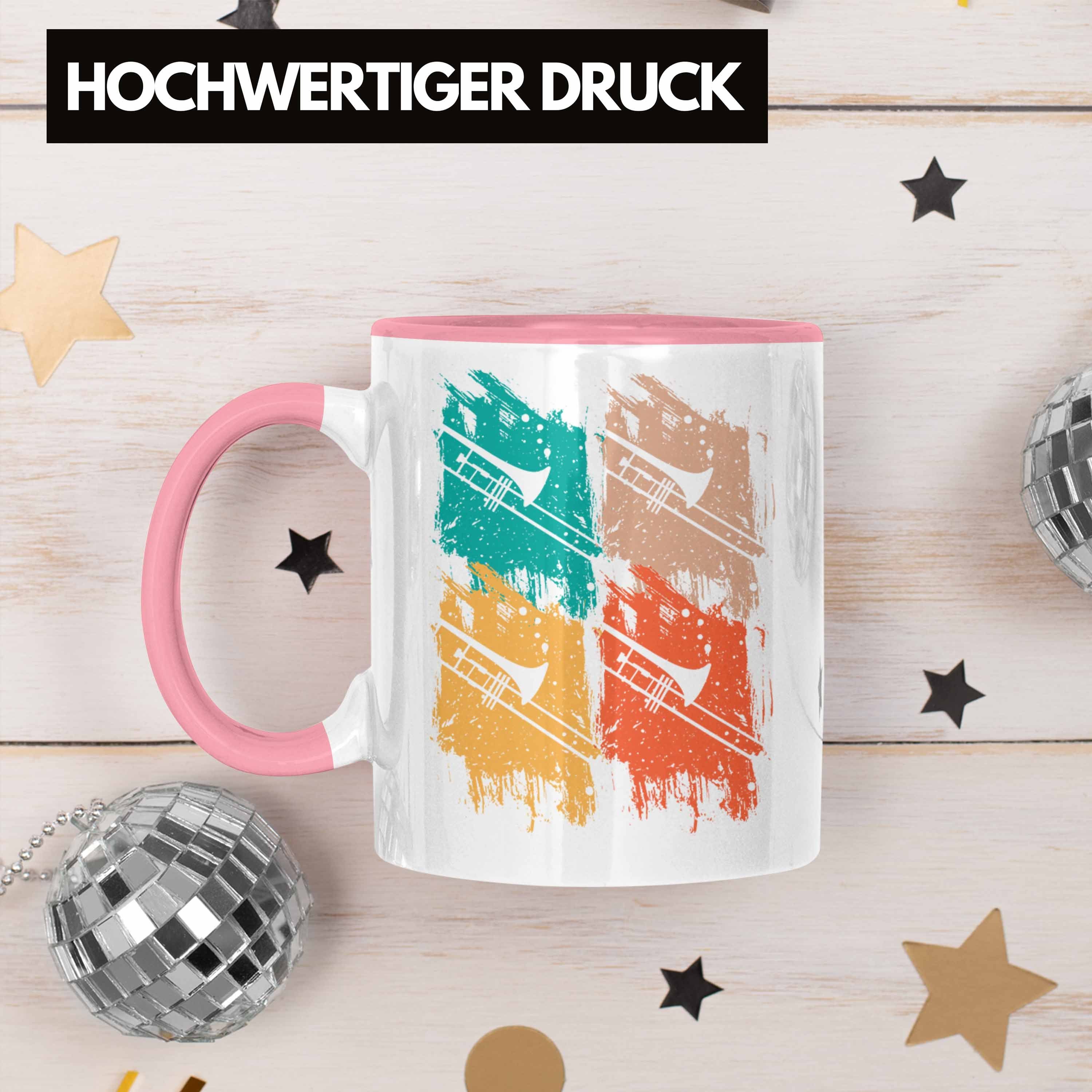 Geschenk Tasse Geschenkid Grafik Posaune Retro Rosa Tasse Posaunist Trendation Kaffeebecher