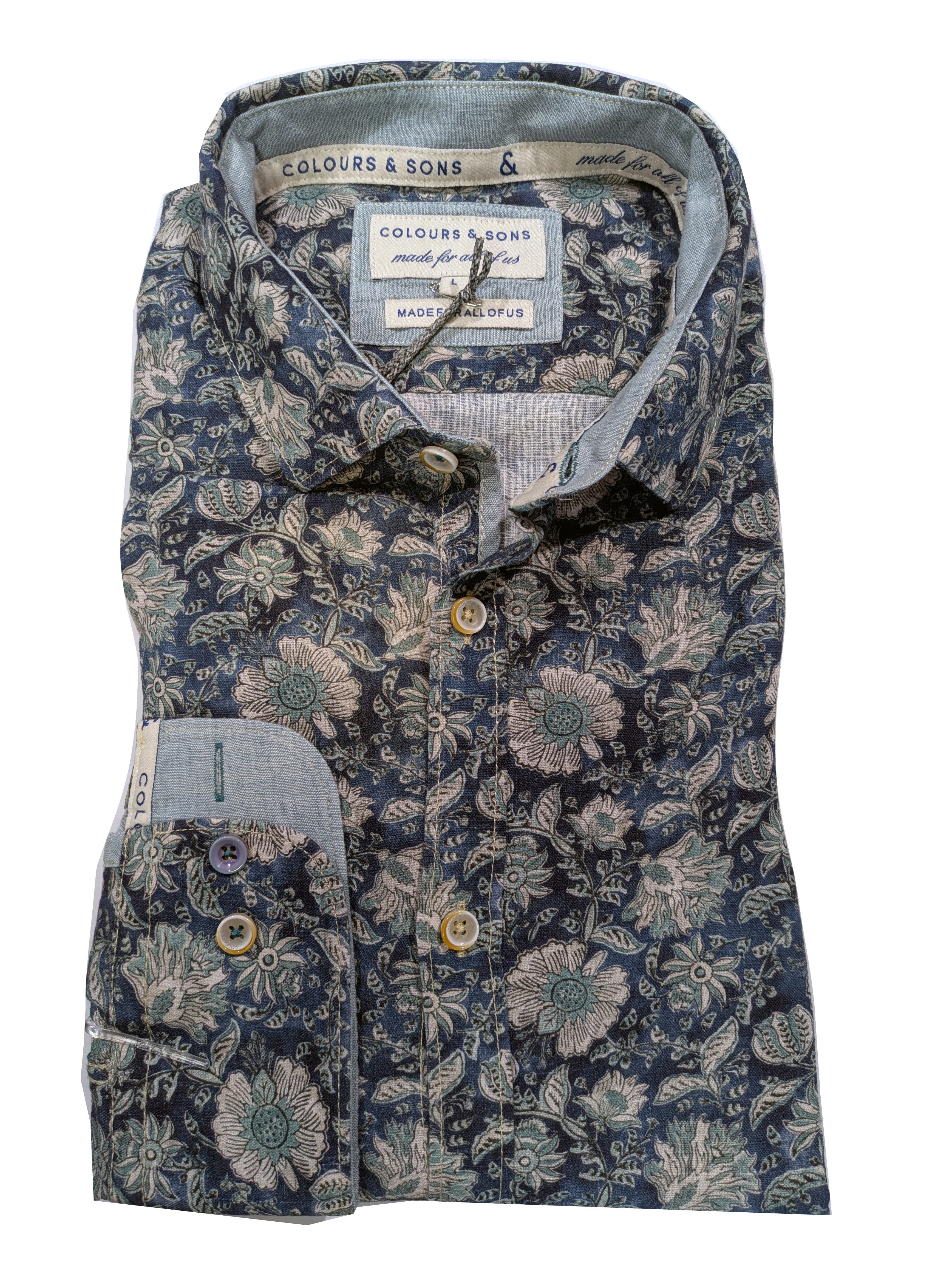Langarmhemd Colours & Sons Hemd Flower Print M
