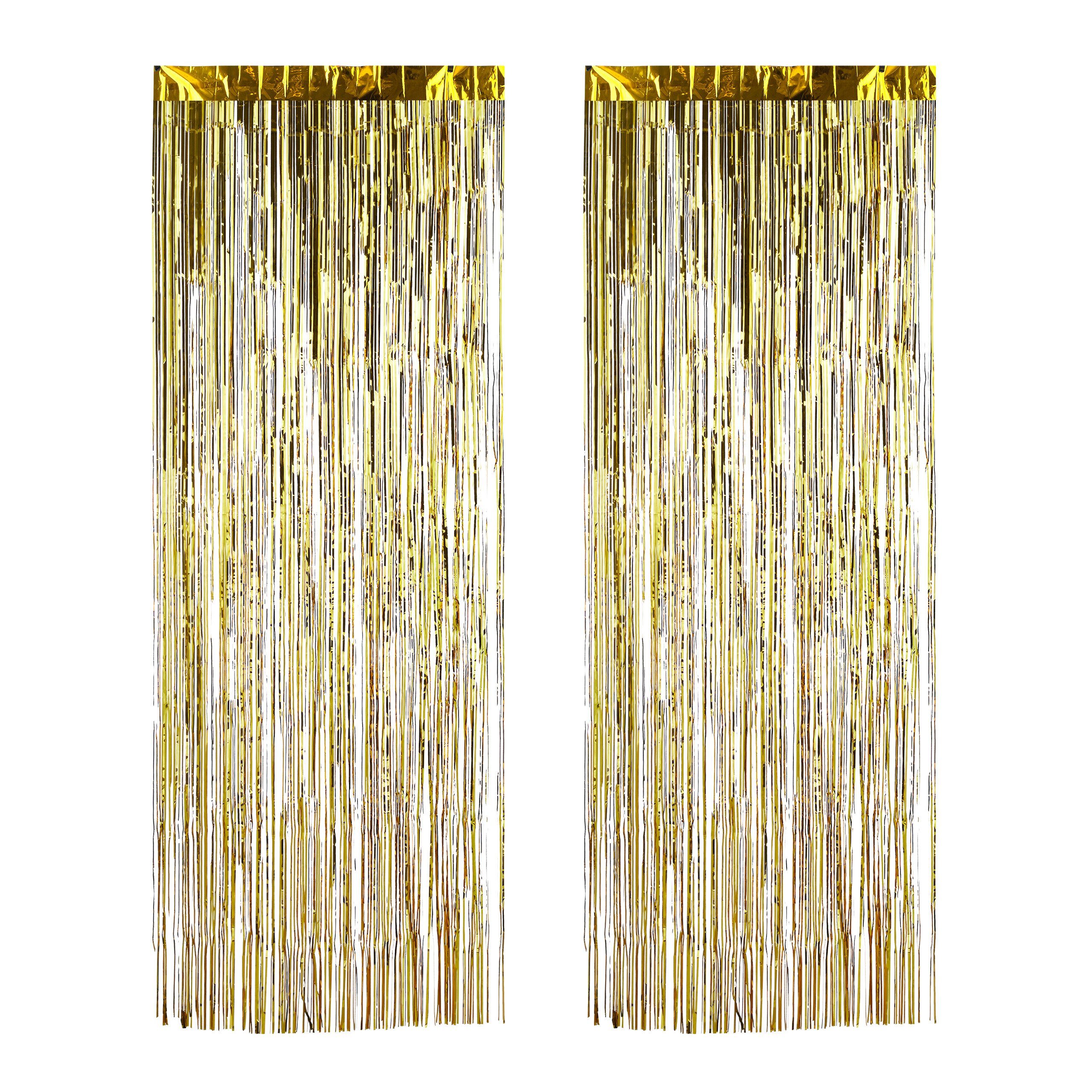 relaxdays Fadenvorhang Partyvorhänge 2er Set, Gold günstig online kaufen