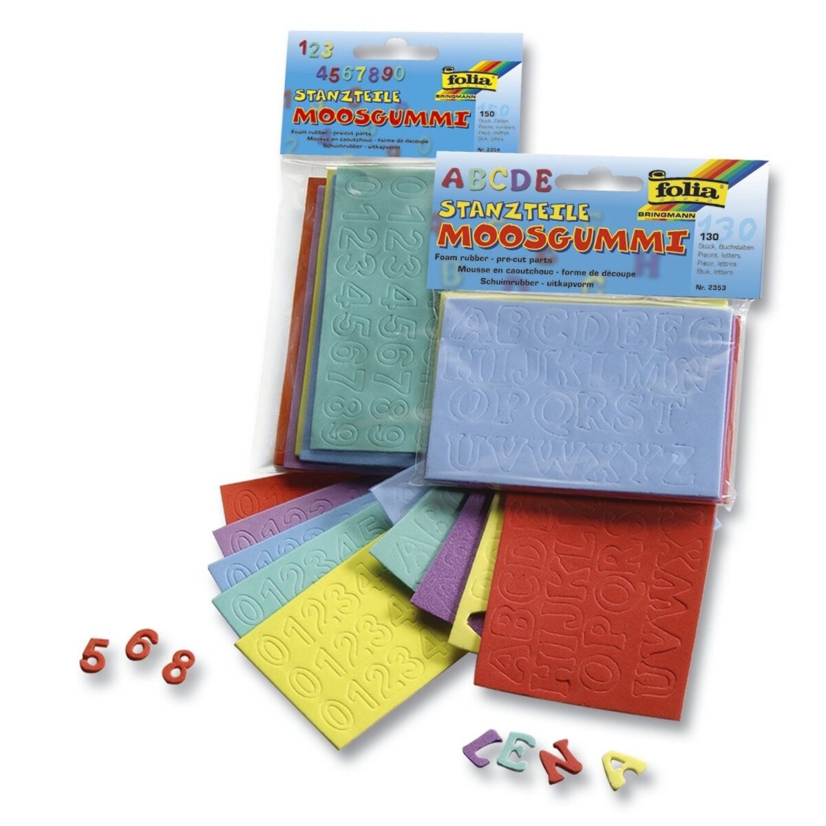 Folia Moosgummi Moosgummi Stanzteile -Buchstaben- - 130 Stück sortiert.