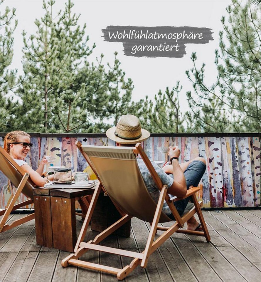 Thumbnail - MyMaxxi Sichtschutzelement Balkonbanner Birkenwald Rehe Balkon Sichtschutz Garten