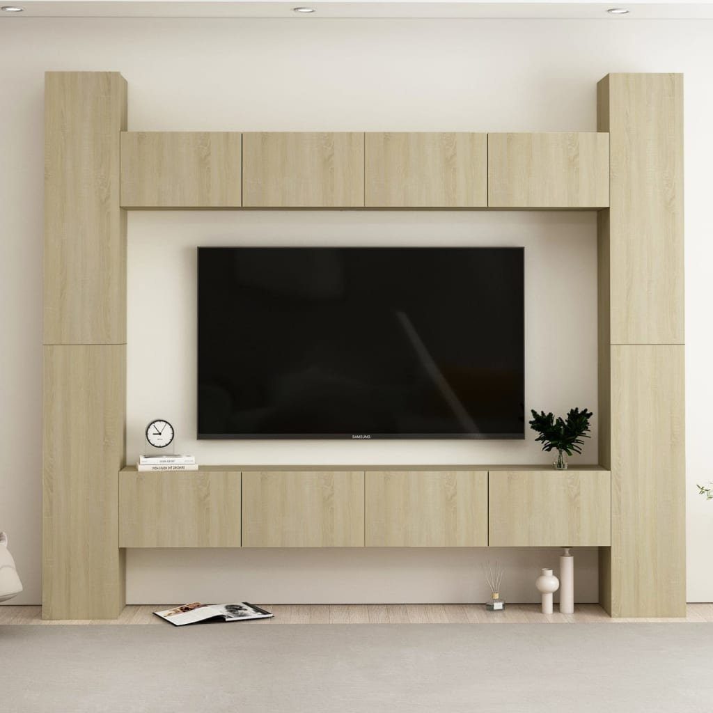 Holzwerkstoff furnicato TV-Schrank TV-Schrank-Set Sonoma-Eiche 8-tlg.