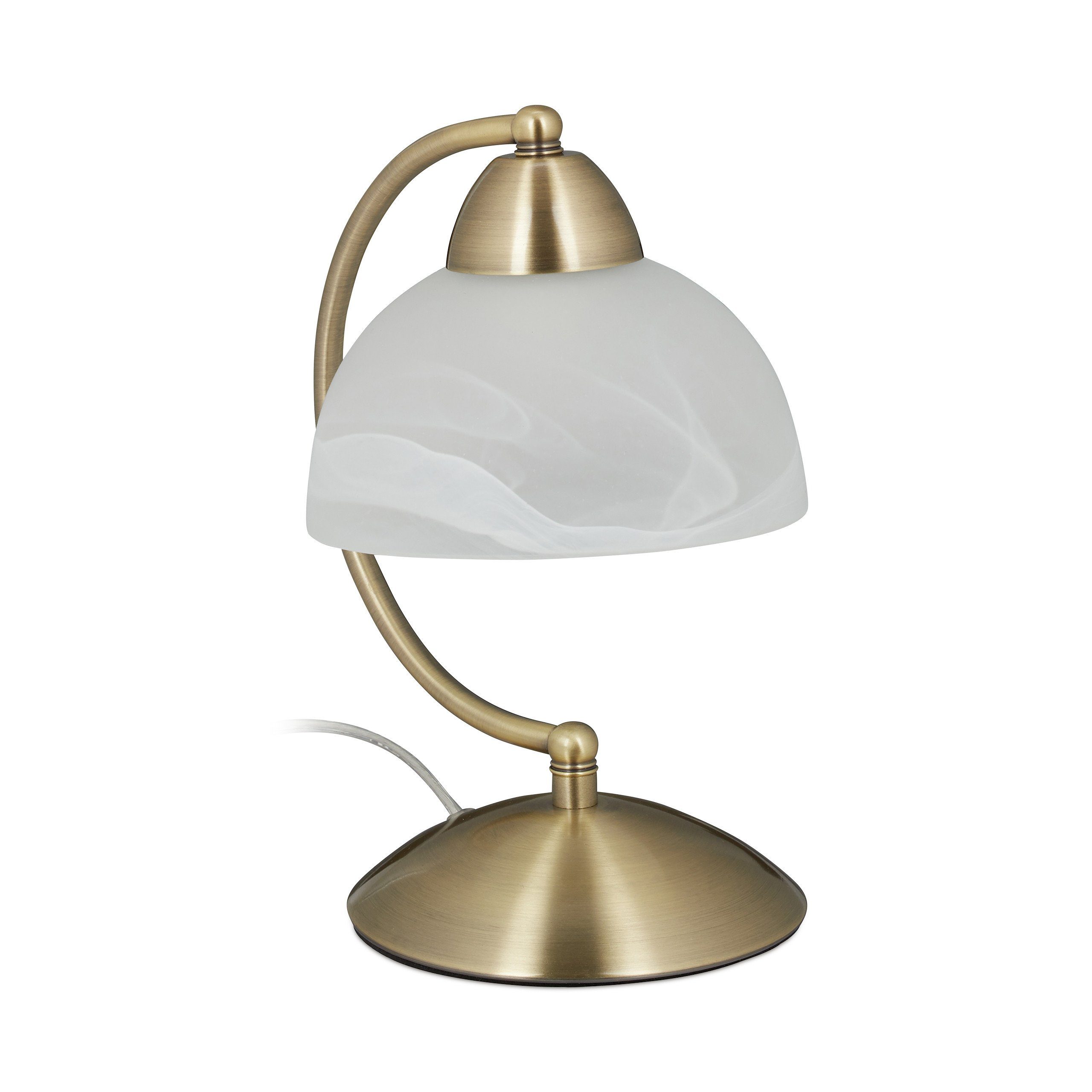 Gold Messing Tischleuchte Weiß Tischlampe Weißglas, Touch relaxdays