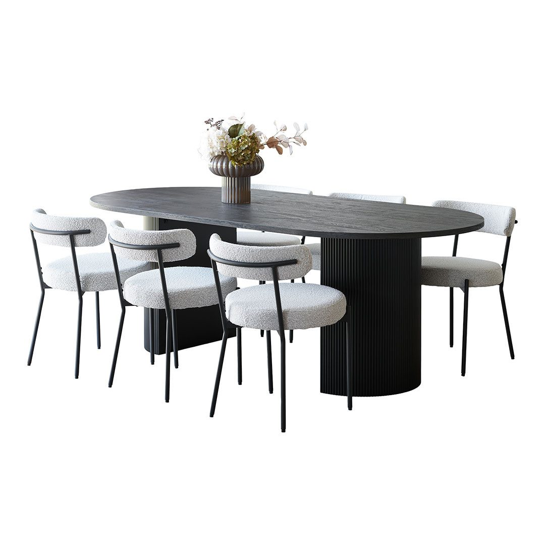 ebuy24 Essgruppe Kyoto Essgruppe Esstisch 100x210 cm Dunkelbraun un, (7-tlg)