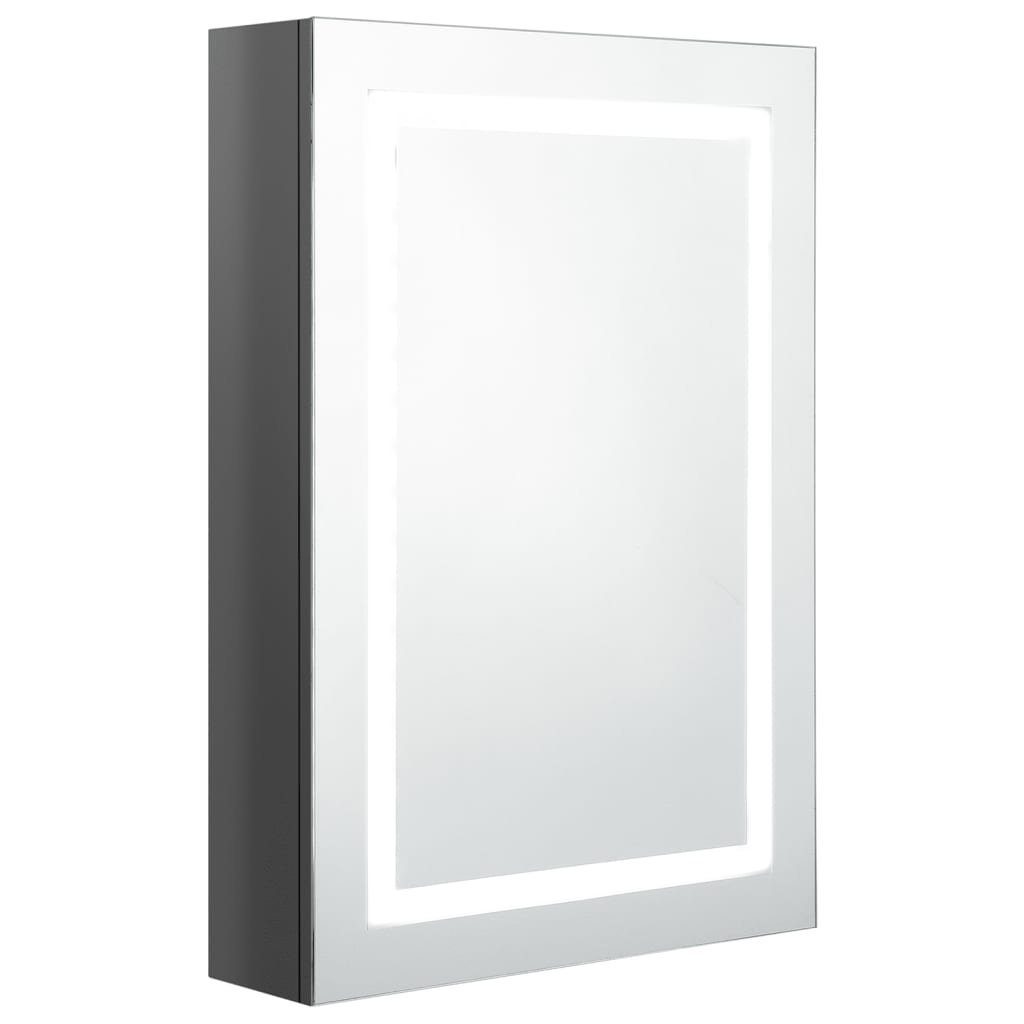 Grau vidaXL fürs LED-Spiegelschrank Badezimmerspiegelschrank Glänzend (1-St) Hochglanz-Grau cm 50x13x70 Bad