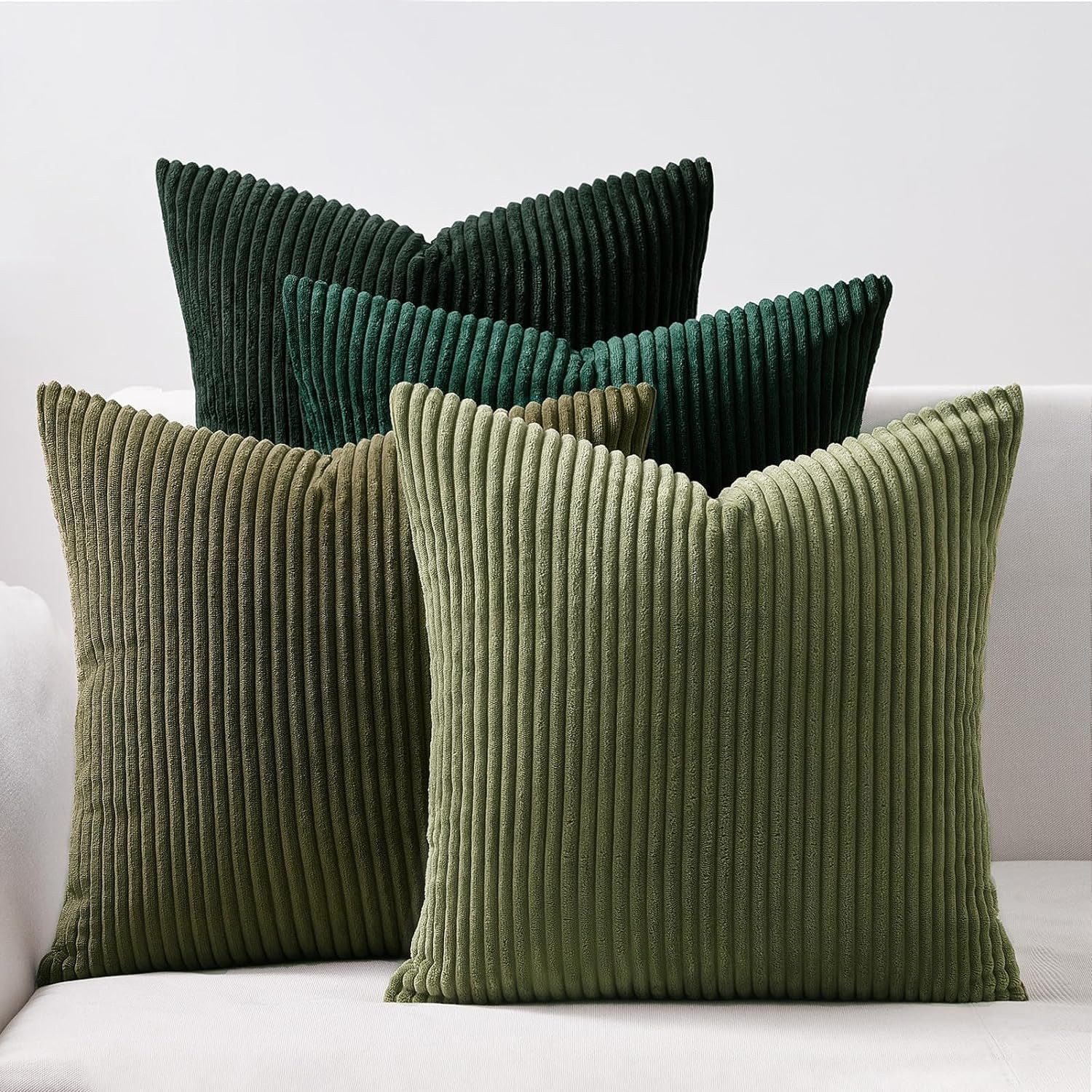 Topfinel Kissenbezüge 4er Set Kordsamt, Dunkelgrün, Gr. 60 cm x 60 cm