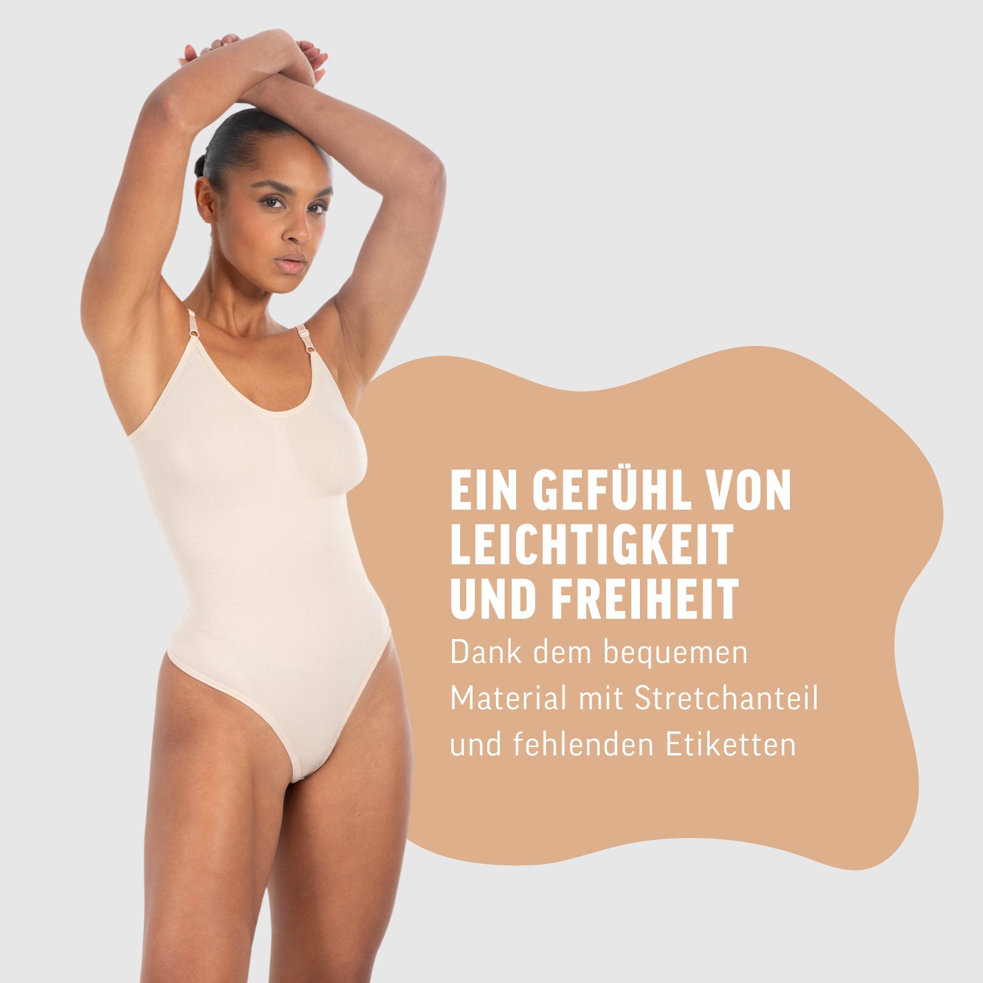 Smilodox Miederbody 3x Nysa Bodysuit, Formbody mit V-Ausschnitt, figurformend Figurformend, Strech, Rückenauschnitt, V-Ausschnitt