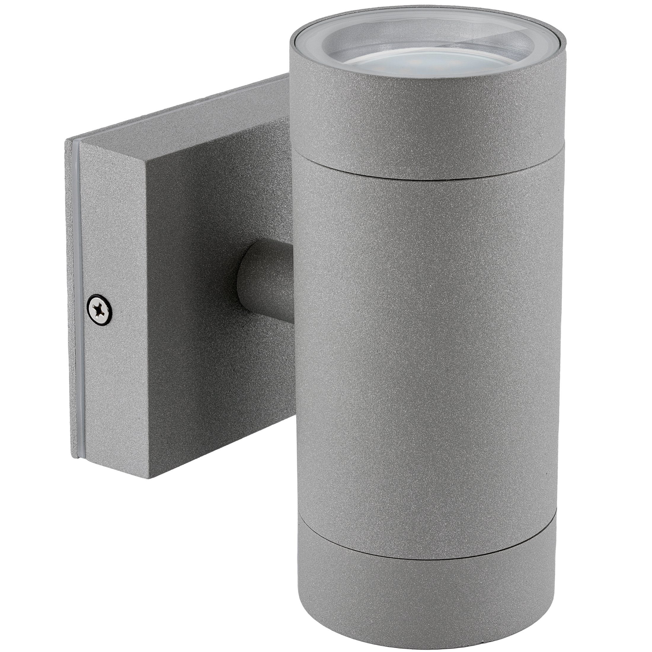 SSC-LUXon LED Außen-Wandleuchte Monto LED Aufbau Wandlampe Up & Down in grau IP54 mit 2 GU10, Neutralweiß