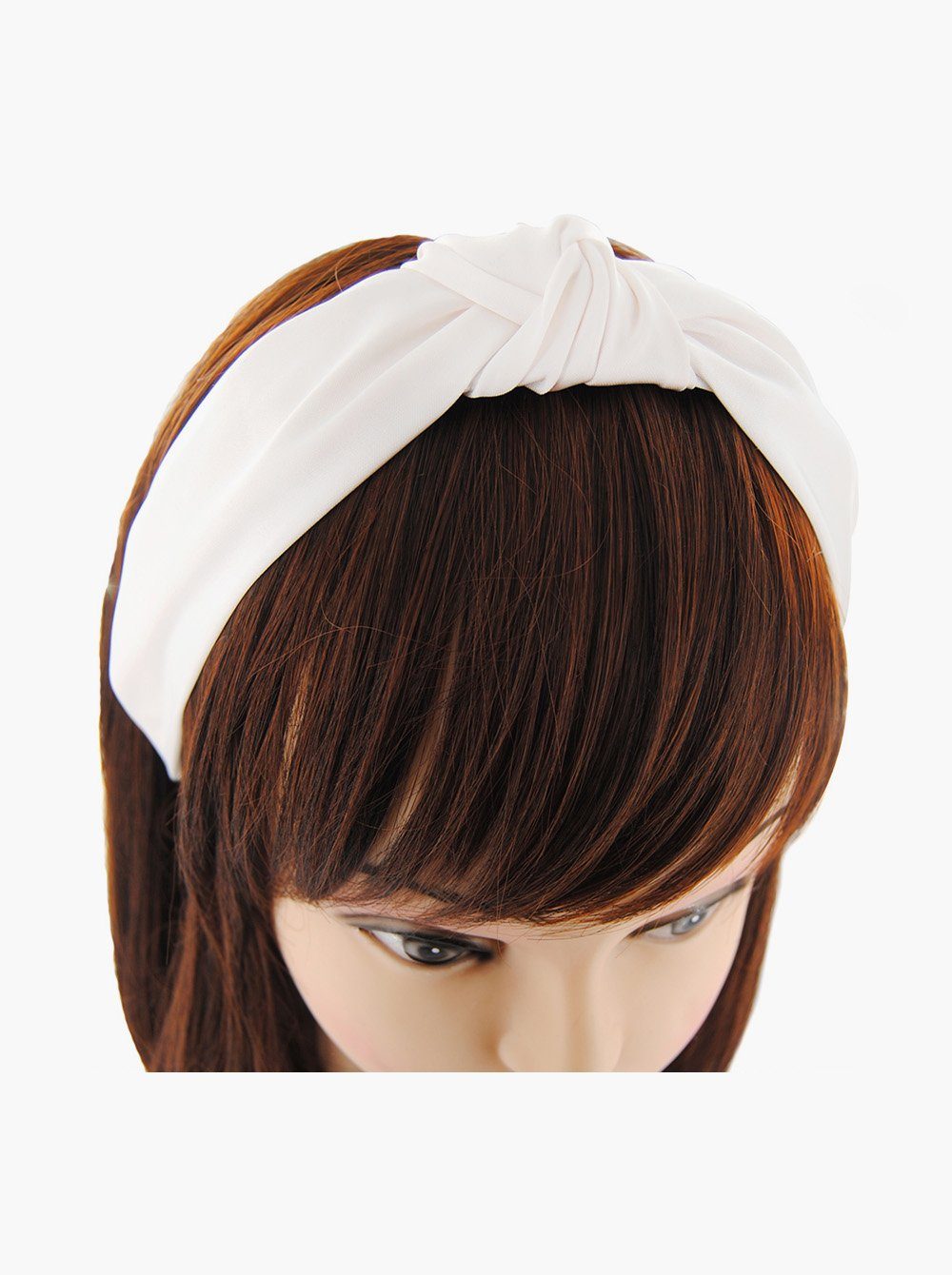 Satin Cremeweiss und axy Haareifen Haarreif Damen Knoten Haarband bezogen, Haarreif mit Vintage Breiter