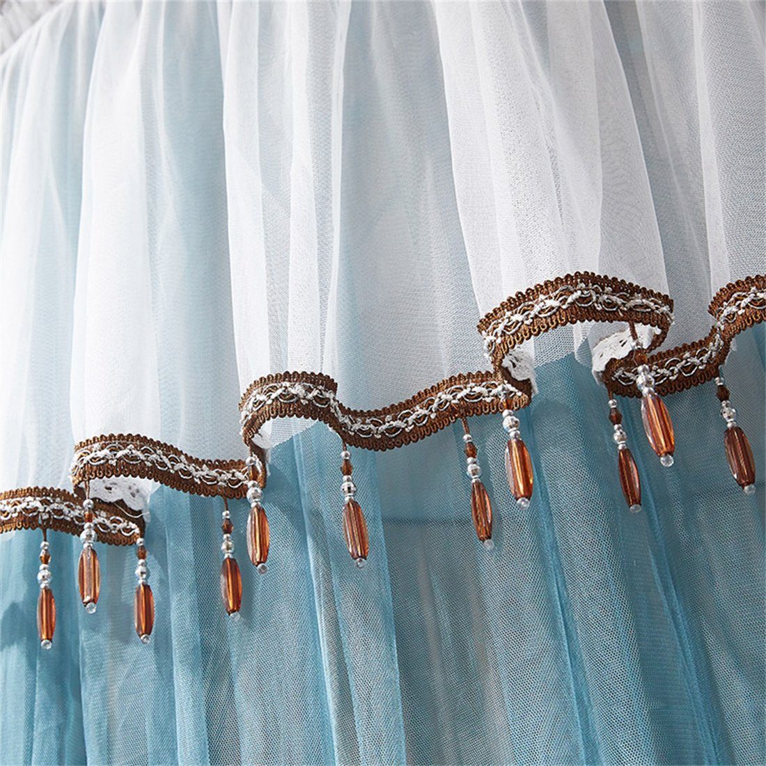 Betthimmel Vorhang ZAXSD Moskitonetz,Anti-Moskito Bettdecke Bett blau Prinzessin Stil Kuppel