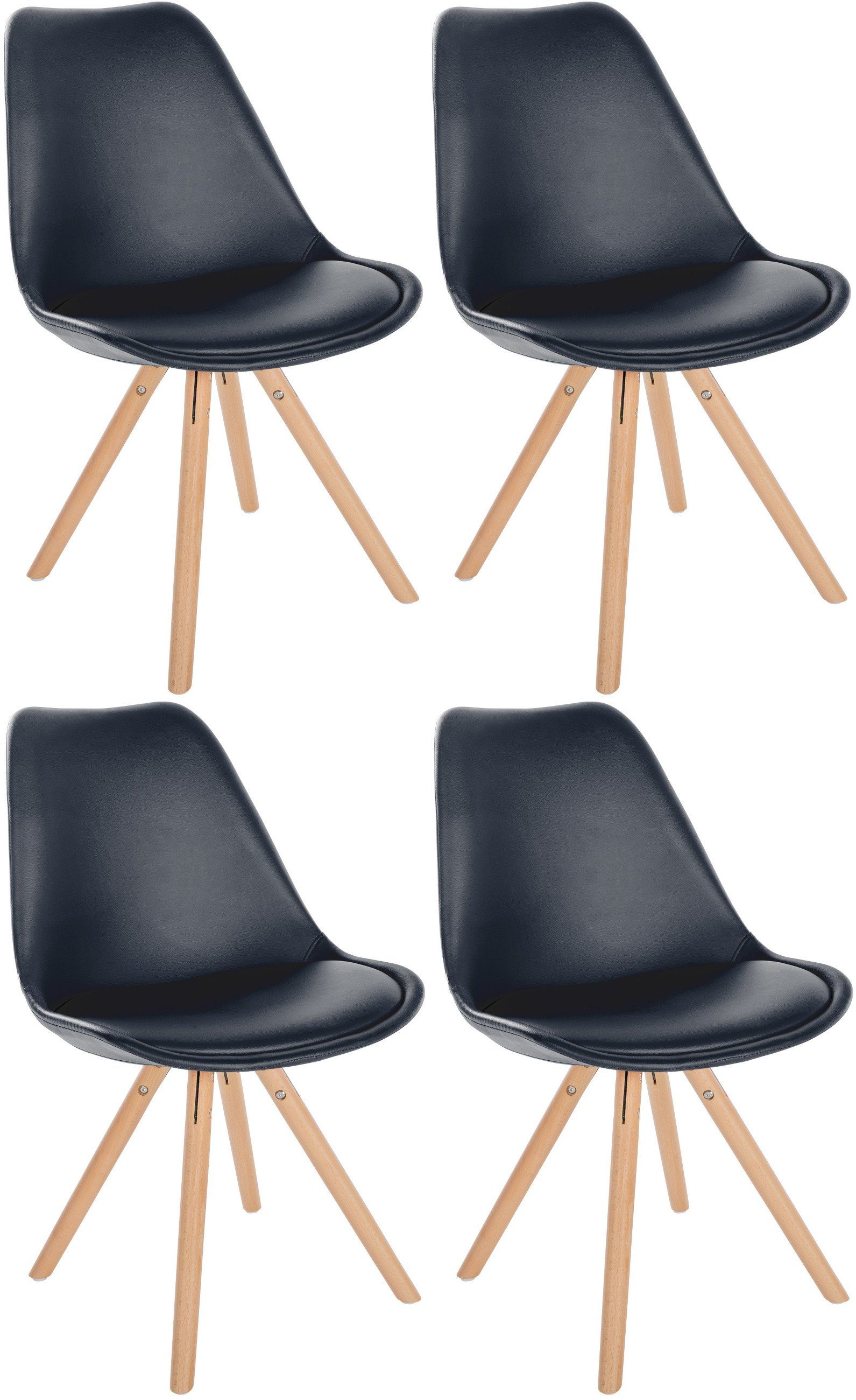 CLP Esszimmerstuhl Sofia Kunstleder (4er Set), gepolstert, Holzgestell