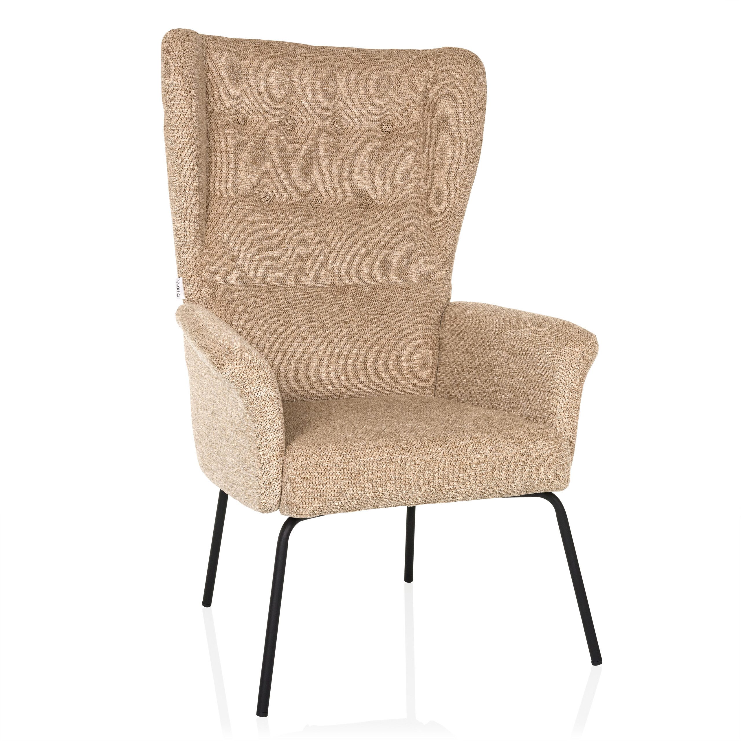 hjh LIVING Loungesessel HAVENIO Relaxsessel Stoff 1 St., Relaxsessel, Ohrensessel mit weichem Bouclé-Stoff, Metall-Gestell