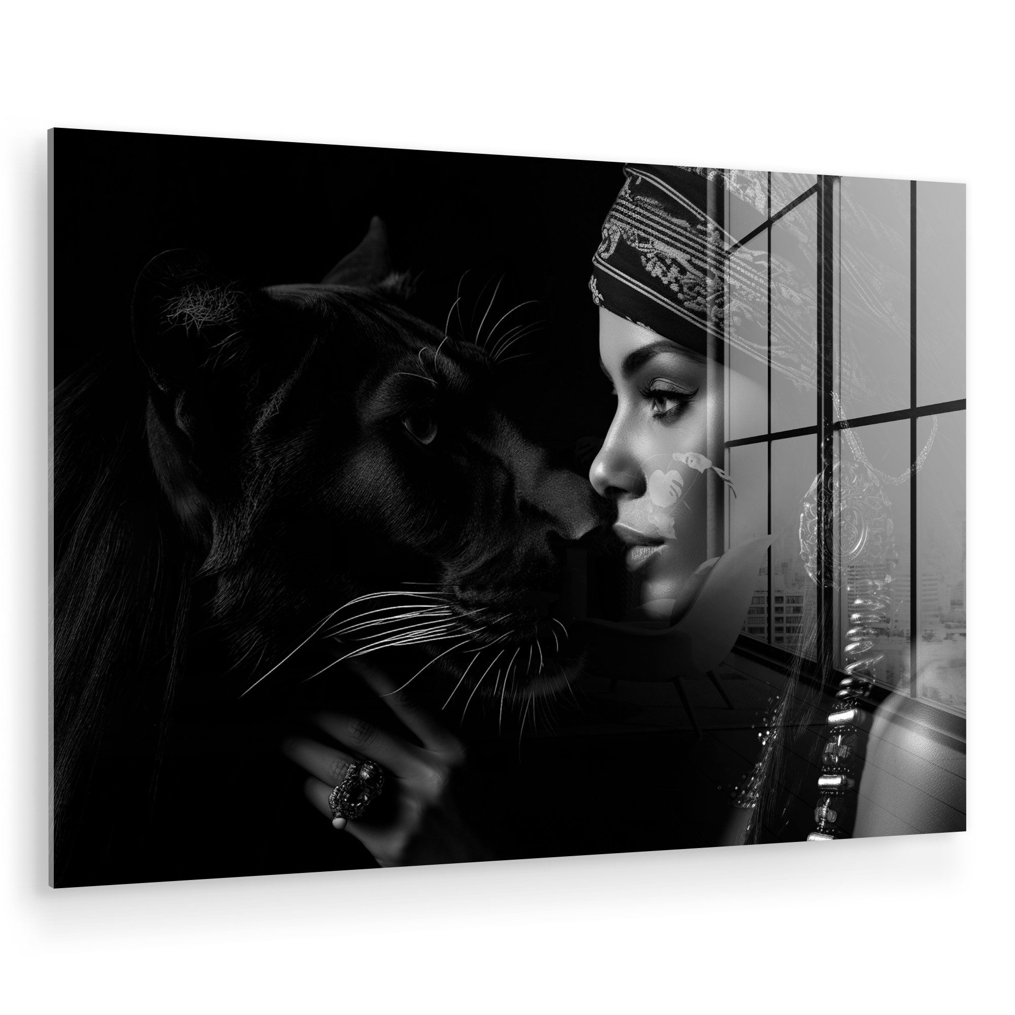 MuchoWow Acrylglasbild Frau - Panther - günstig online kaufen