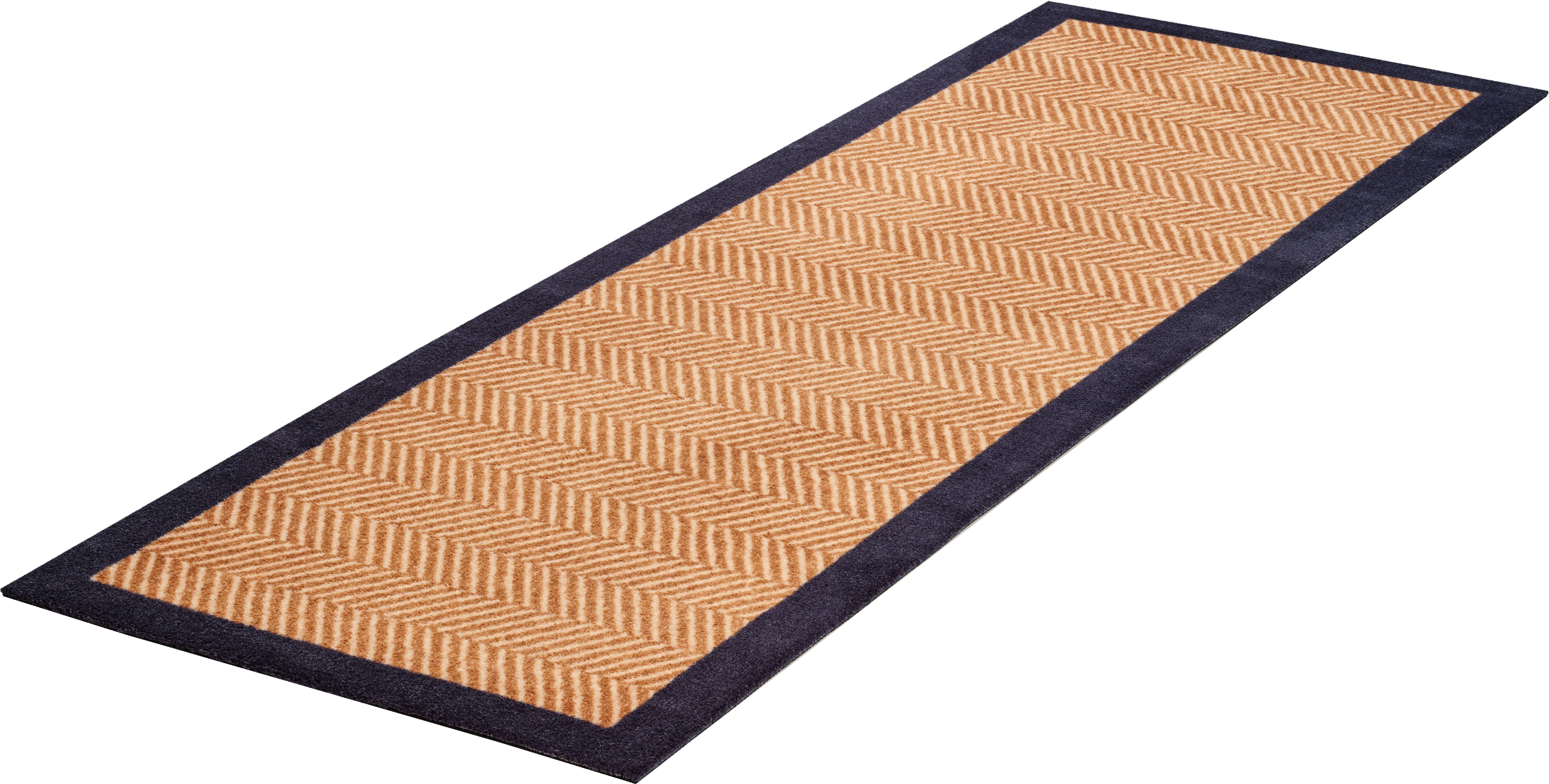 Küchenläufer Herringbone, Grund, rechteckig, Höhe: 8 mm, In- und Outdoor geeignet, mit Bordüre beige