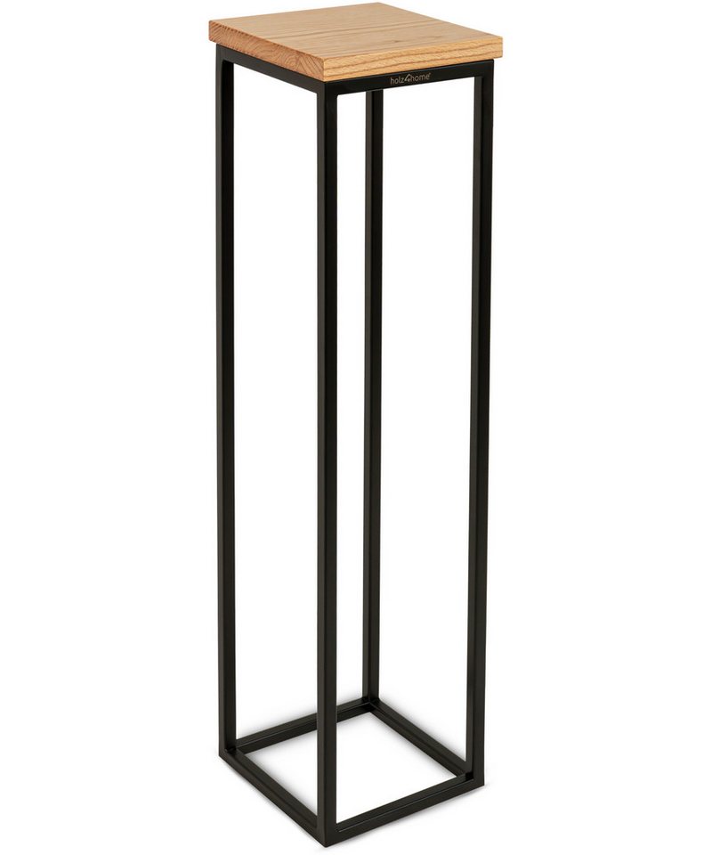holz4home® Blumenständer Dekoständer aus Eichenholz Massiv Natur Geölt I Dekosäule Stahlrahmen