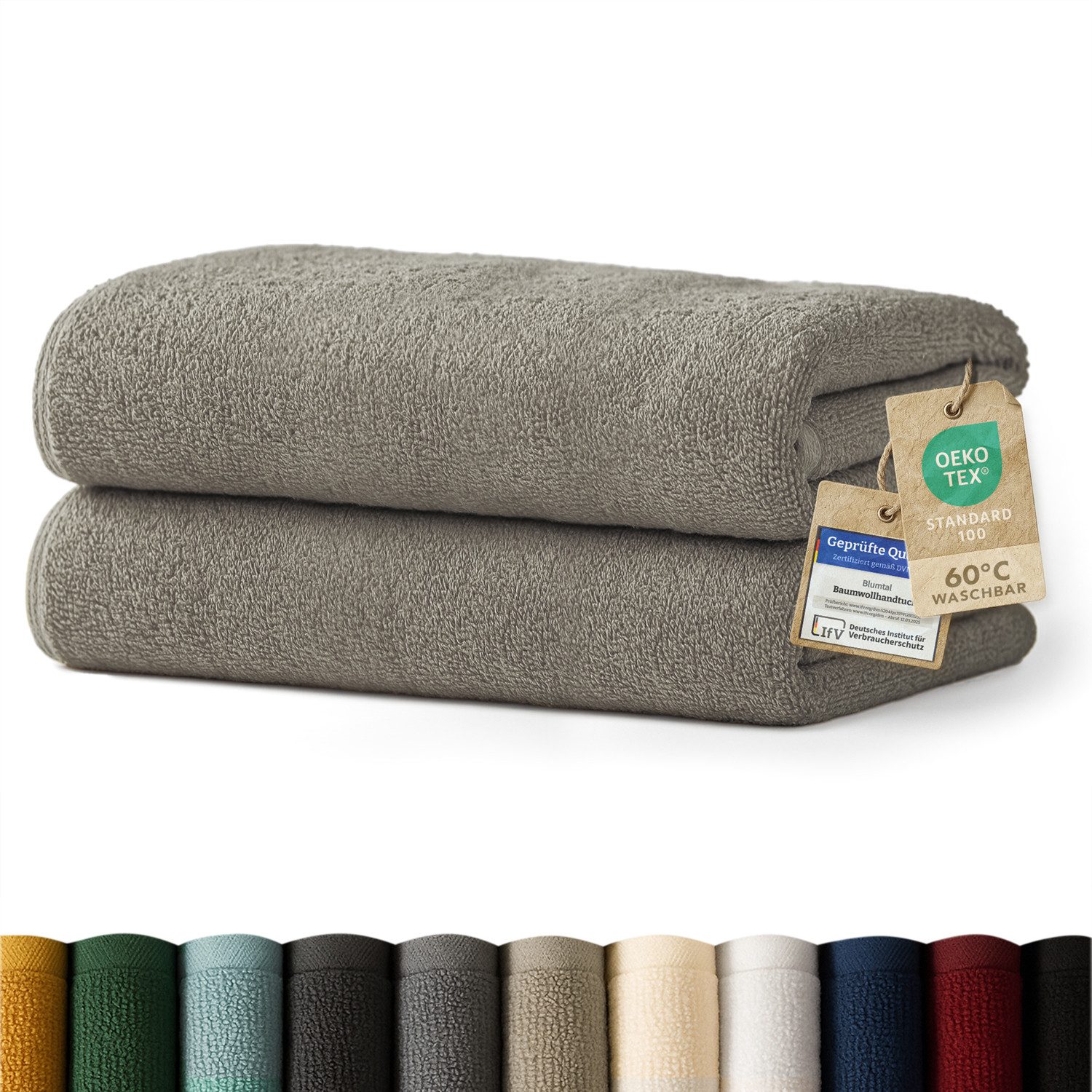 Blumtal Badetücher 2er-Set Premium Frottier-Badetuch in 70x140cm, 100% Baumwolle, Baumwolle (2X (70x140 cm), 2-St), Oeko-TEX zertifiziertes Badetuch - saugstarkes Frottiertücher Set