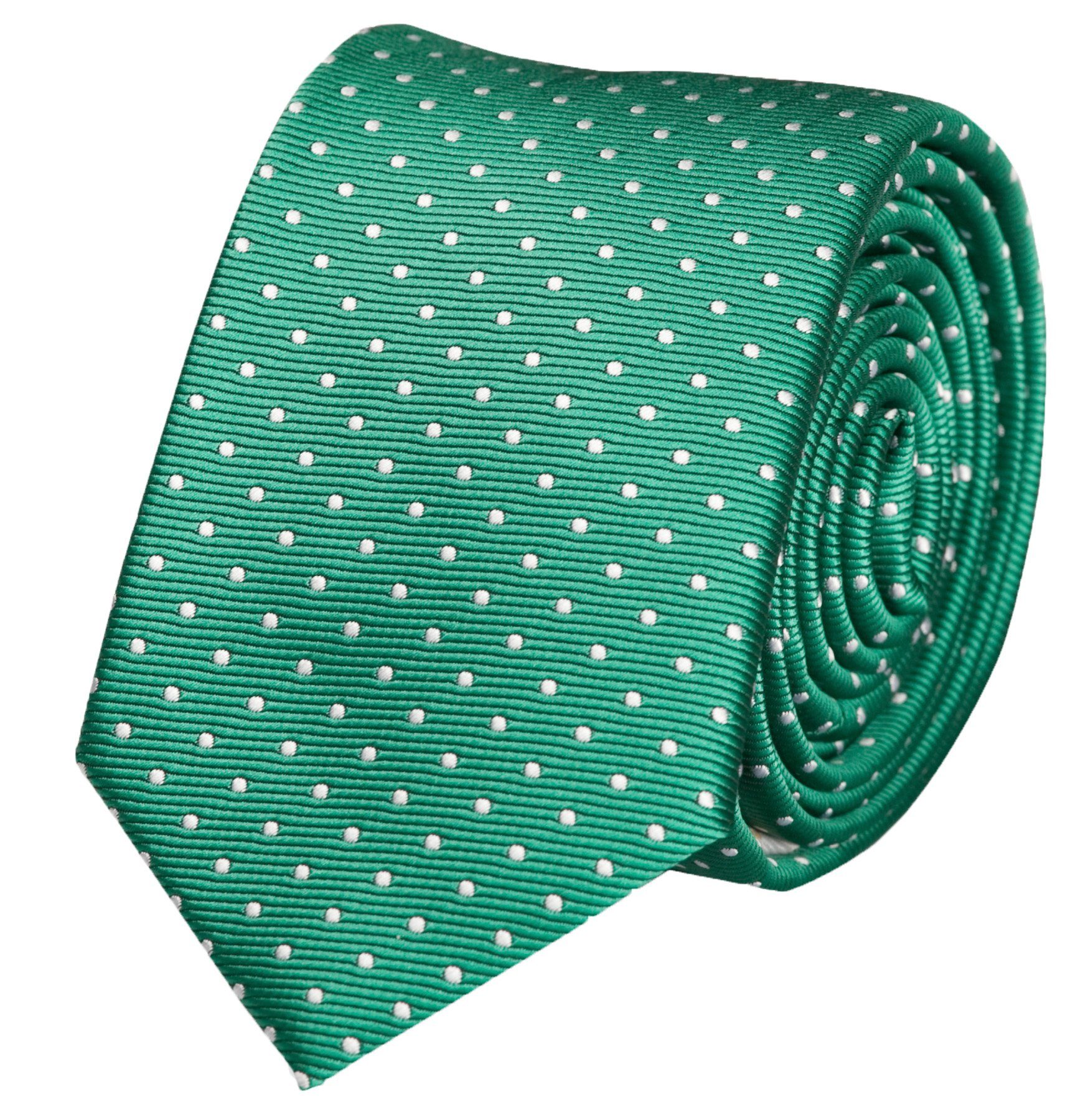 Fabio Farini Krawatte verschiedene Herren Schlips - Krawatten mit Punkten in 6cm Breite (ohne Box, Gepunktet) Schmal (6cm), Grün (Weiß)