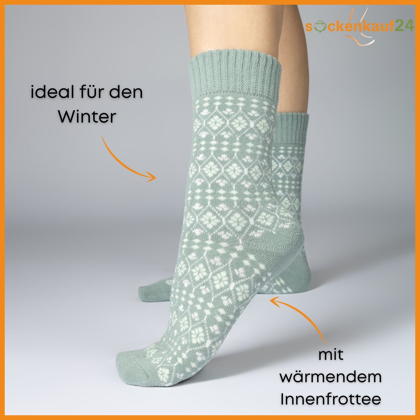 Wintersocken 12 Damensocken sockenkauf24 oder (6-Paar) Thermosocken 38205 mit Innenfrottee WP Damen 6 Paar