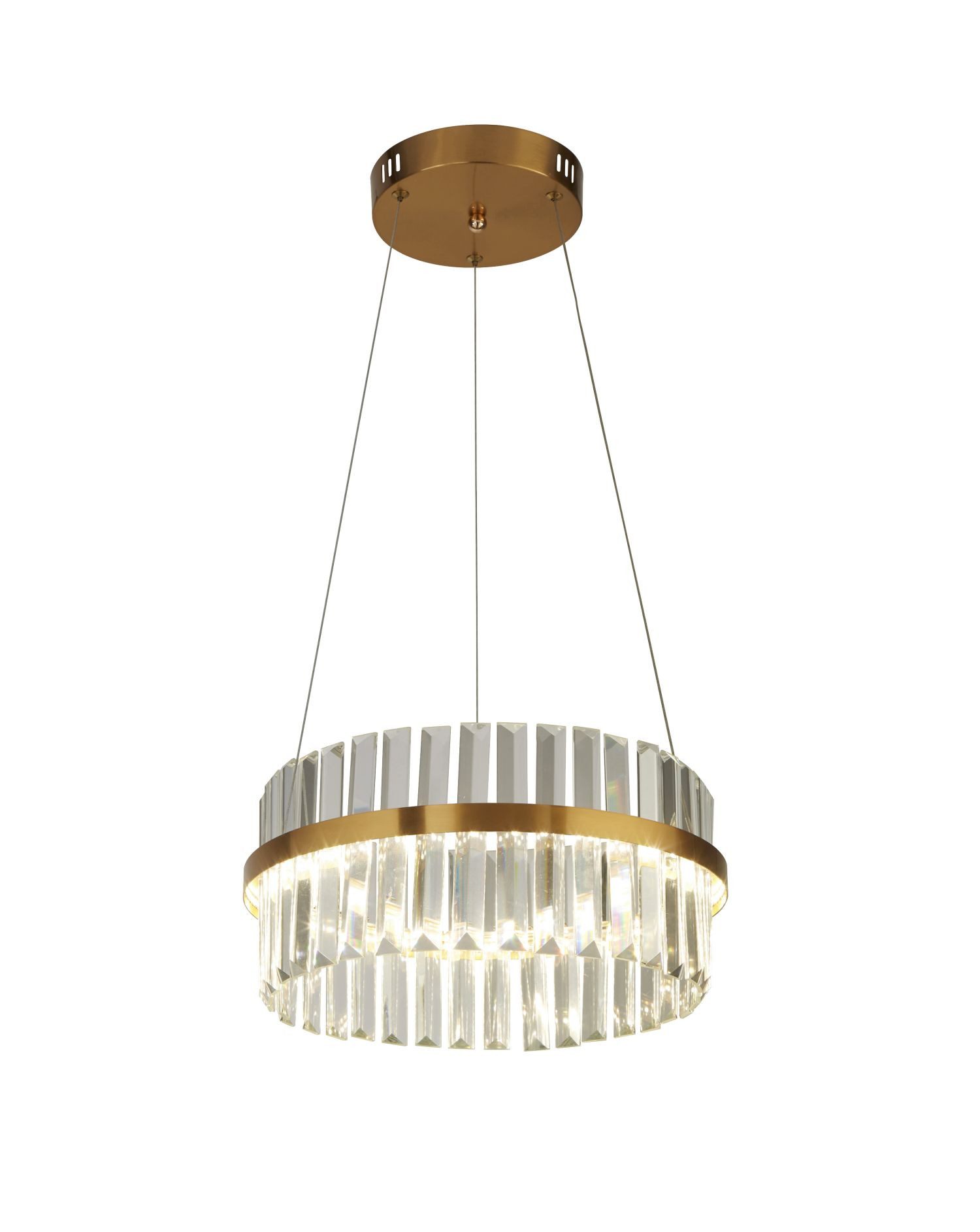 Licht-Erlebnisse Pendelleuchte ZADAR, LED, Neutralweiß, LED D: 35 cm in Gold Klar/Transparent Wohnzimmer 4000 K 1082 lm Glas