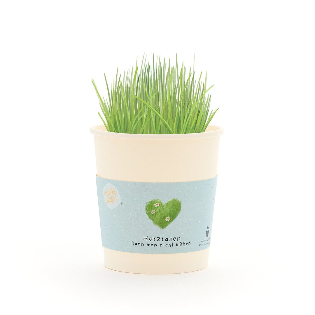 Anzuchttopf Herzrasen-Anzuchtset als romantisches Geschenk, Geschenkidee