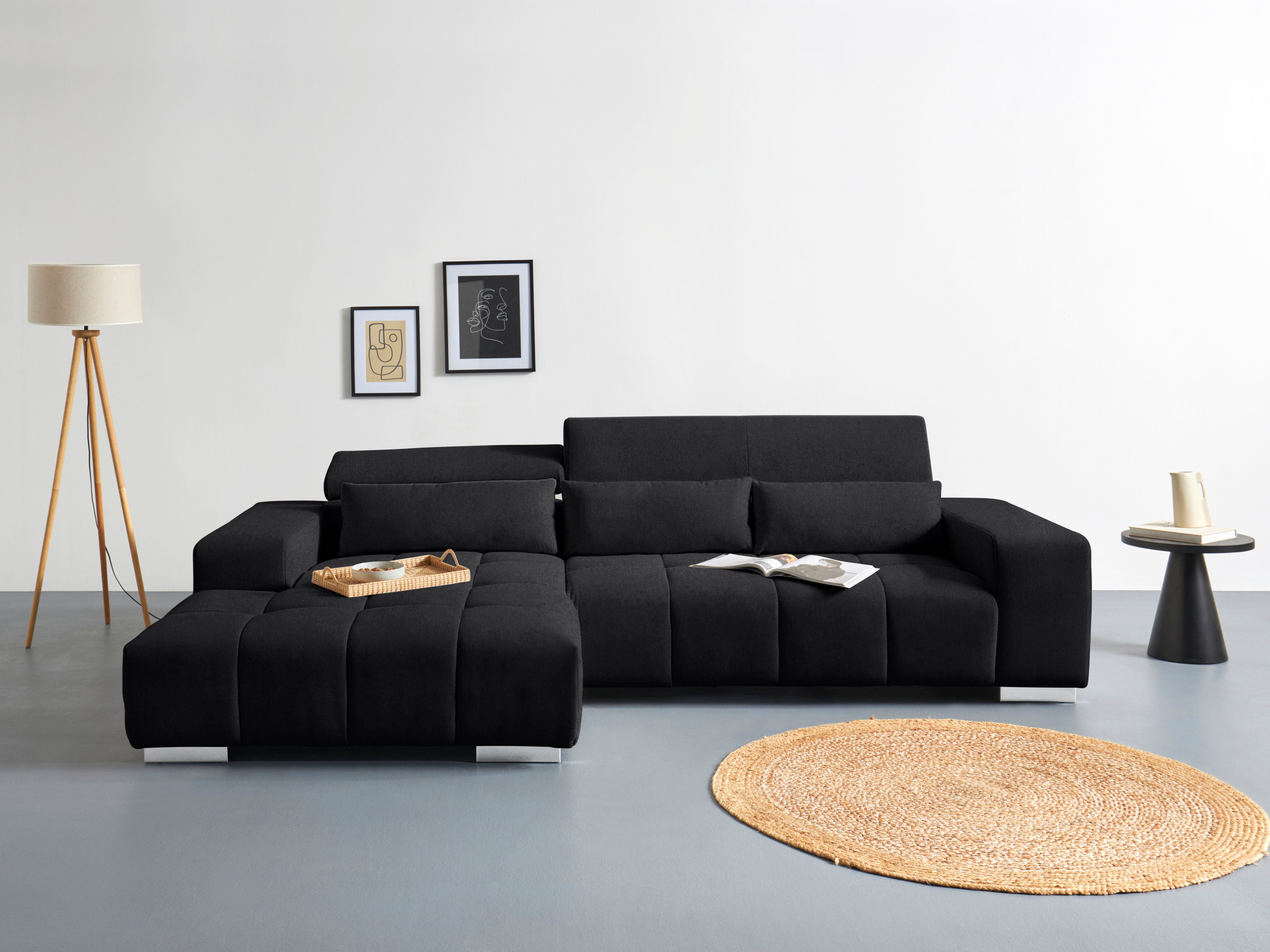 COTTA Ecksofa Orion L-Form, mit Kopfteilverstellung & 3 Nierenkissen