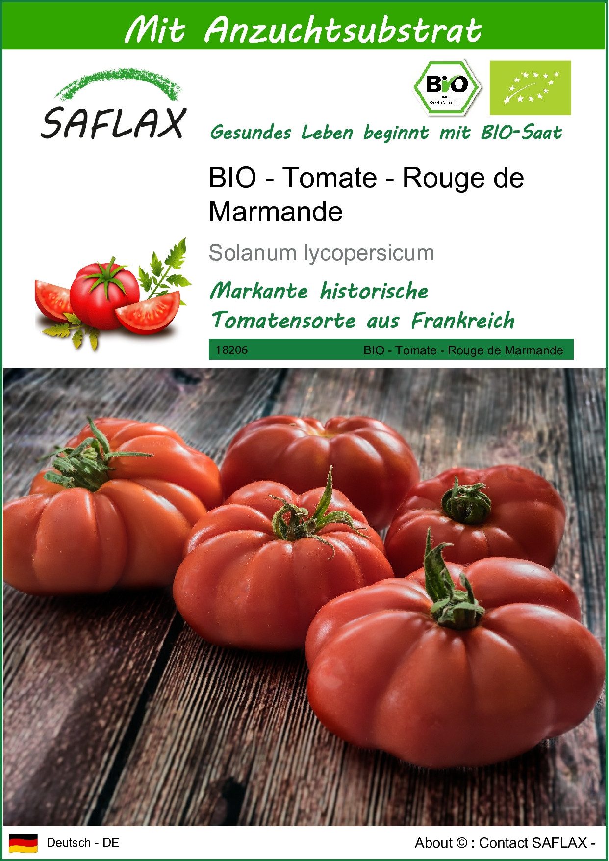 Gemüsesamen SAFLAX - Samen und Substrat - BIO - Tomate - Rouge de Marmande