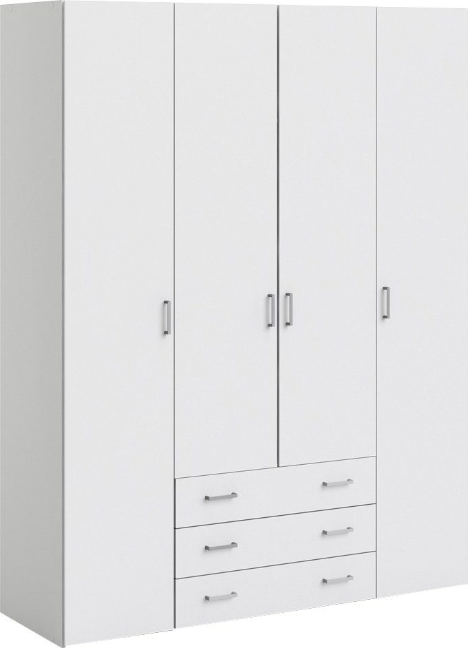 Home affaire Kleiderschrank graue Stangengriffe, einfache Selbstmontage, 200,4 x 154 x 49,5 cm Weiß | Weiß