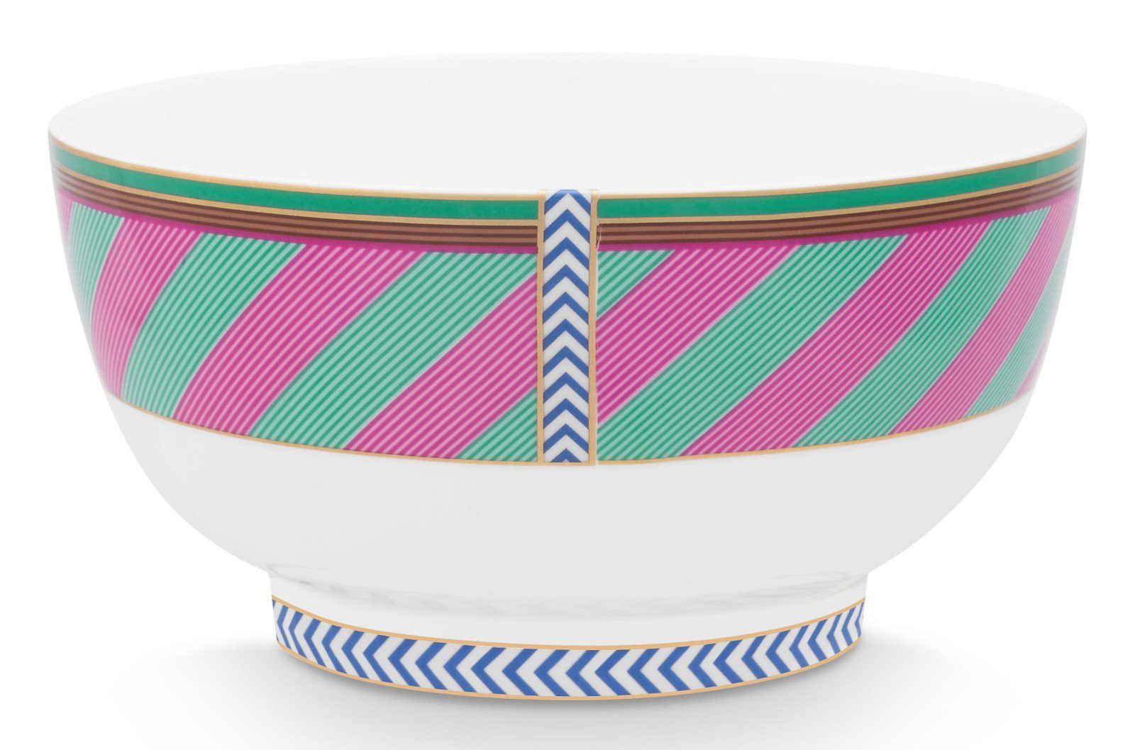PiP Studio Schale Chique Stripes Bowl pink-green 18cm, Bone China, (Schüsseln & Schalen), Bowl Chique Stripes Pink-Green 18cm