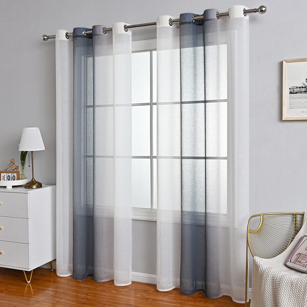 NUODWELL Gardine 2er Set Voile Vorhänge, Gardinen Gestreift Lichtdurchlässi günstig online kaufen