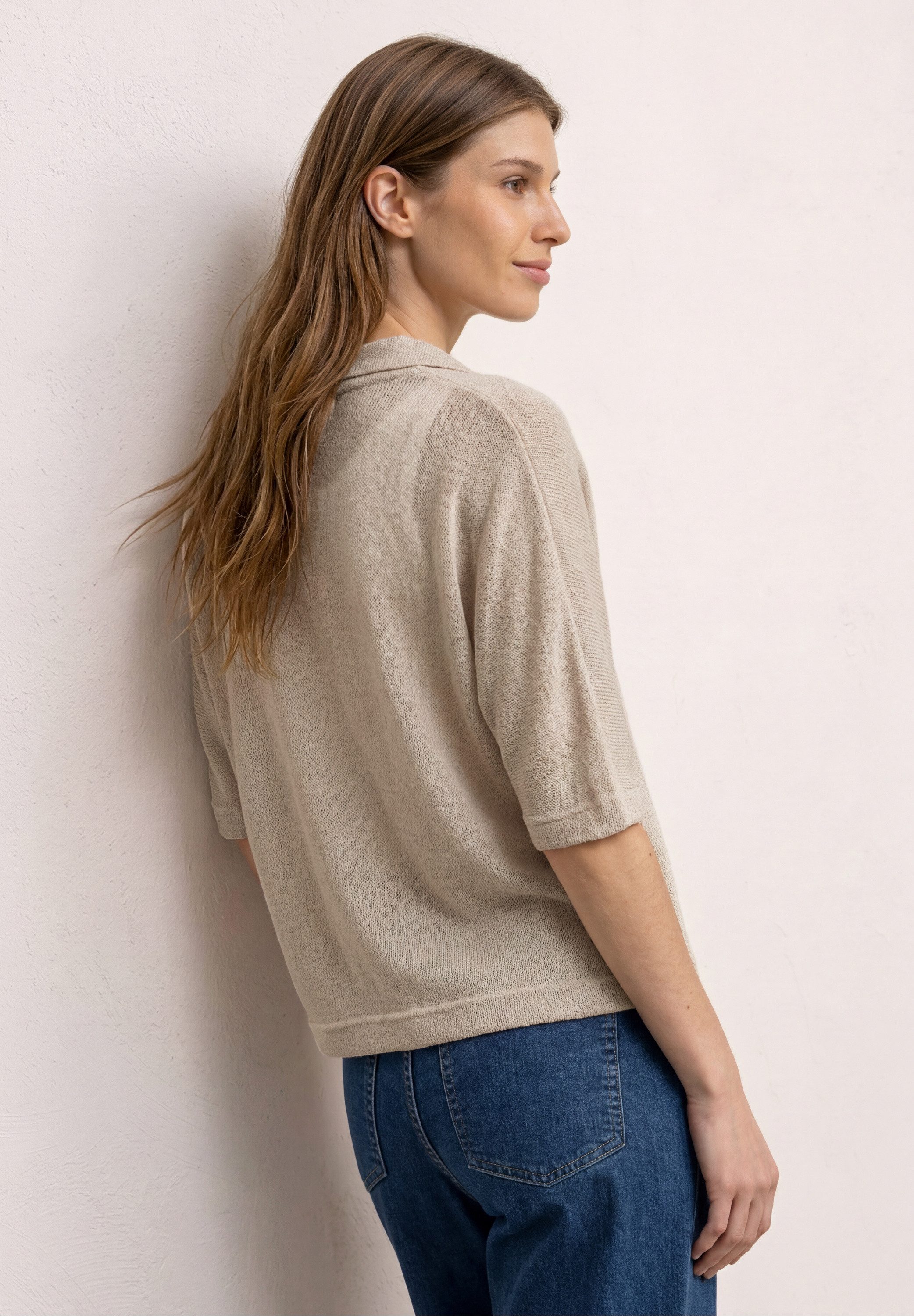 STREET ONE Strickjacke Kurzarm Jacke im Strick-Look mit Glitzer