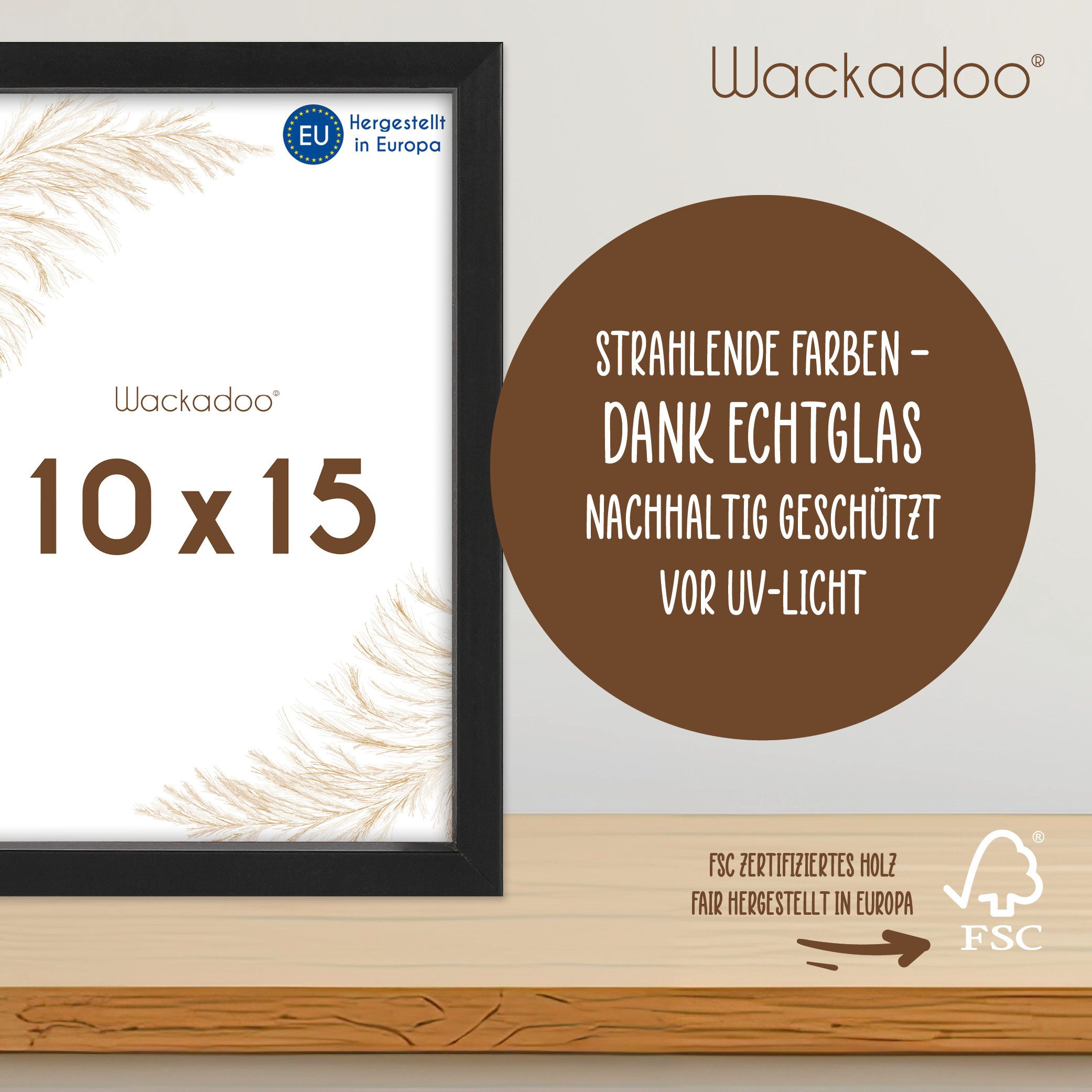 Wackadoo Living Bilderrahmen Holzbilderrahmen mit Glas für Einzelbilder div günstig online kaufen