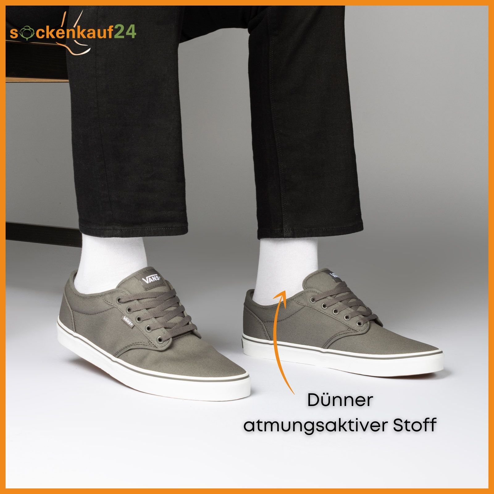 & Paar (Weiß, Naht Gummidruck 10600 - WP Herren 10 Socken ohne 35-38) Gesundheitssocken 100% sockenkauf24 ohne Damen Baumwolle und