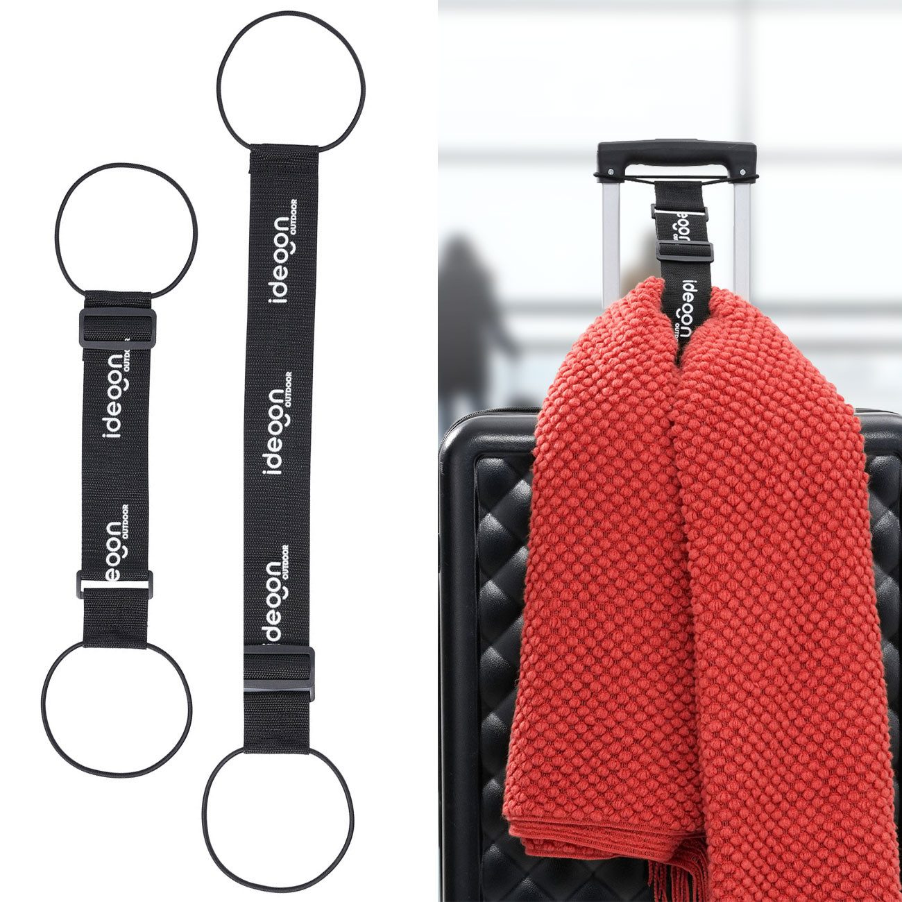 shop'n smile ideoon Koffergurt Zusatzgepäck-Gurt (2er-Set) für Handgepäck, Rucksack & Koffer, (2-tlg), Sicherer Ringverschluss