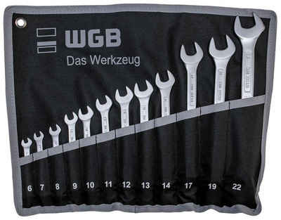 WGB BASIC PLUS Gabel- und Ringschlüssel »Ringmaulschlüssel-Satz« (Set, 12 St), Chrom-Vanadium Stahl, verchromt, Ringseite gekröpft, in Rolltasche