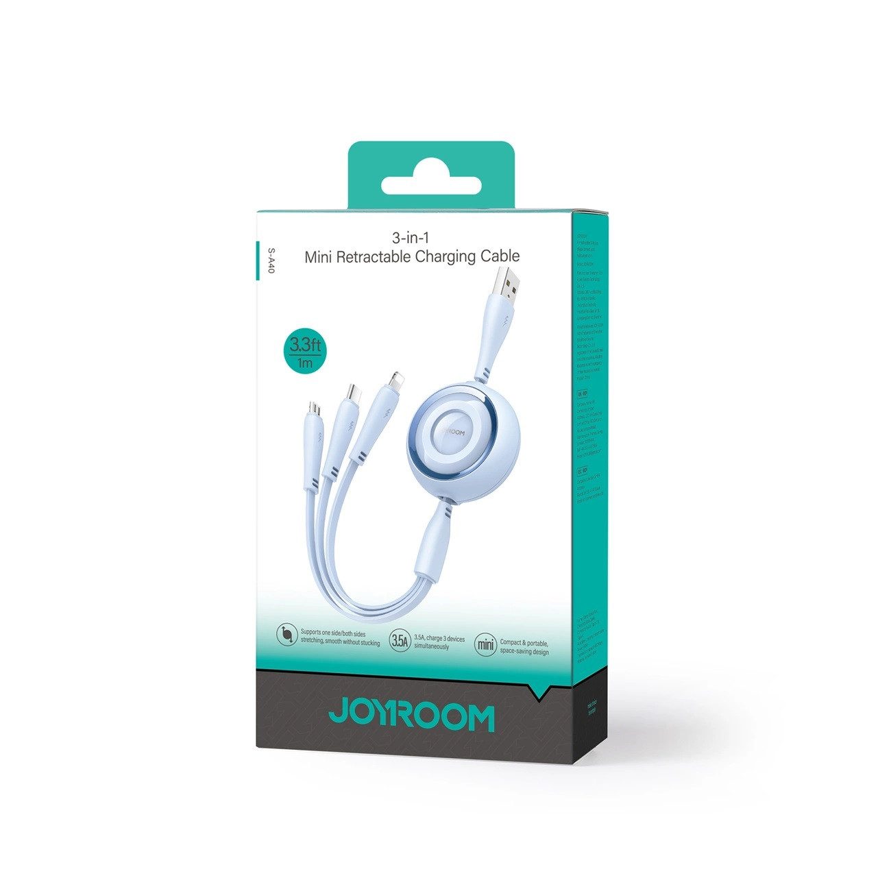 JOYROOM S-A40 einziehbares Kabel USB-A auf USB-C / Apple geeignet / microUSB Smartphone-Kabel – Bild 2 von 2