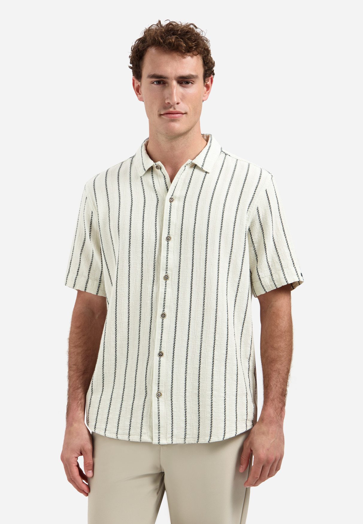 NO EXCESS Kurzarmhemd Shirt Short Sleeve Dobby 2Tone Stri
