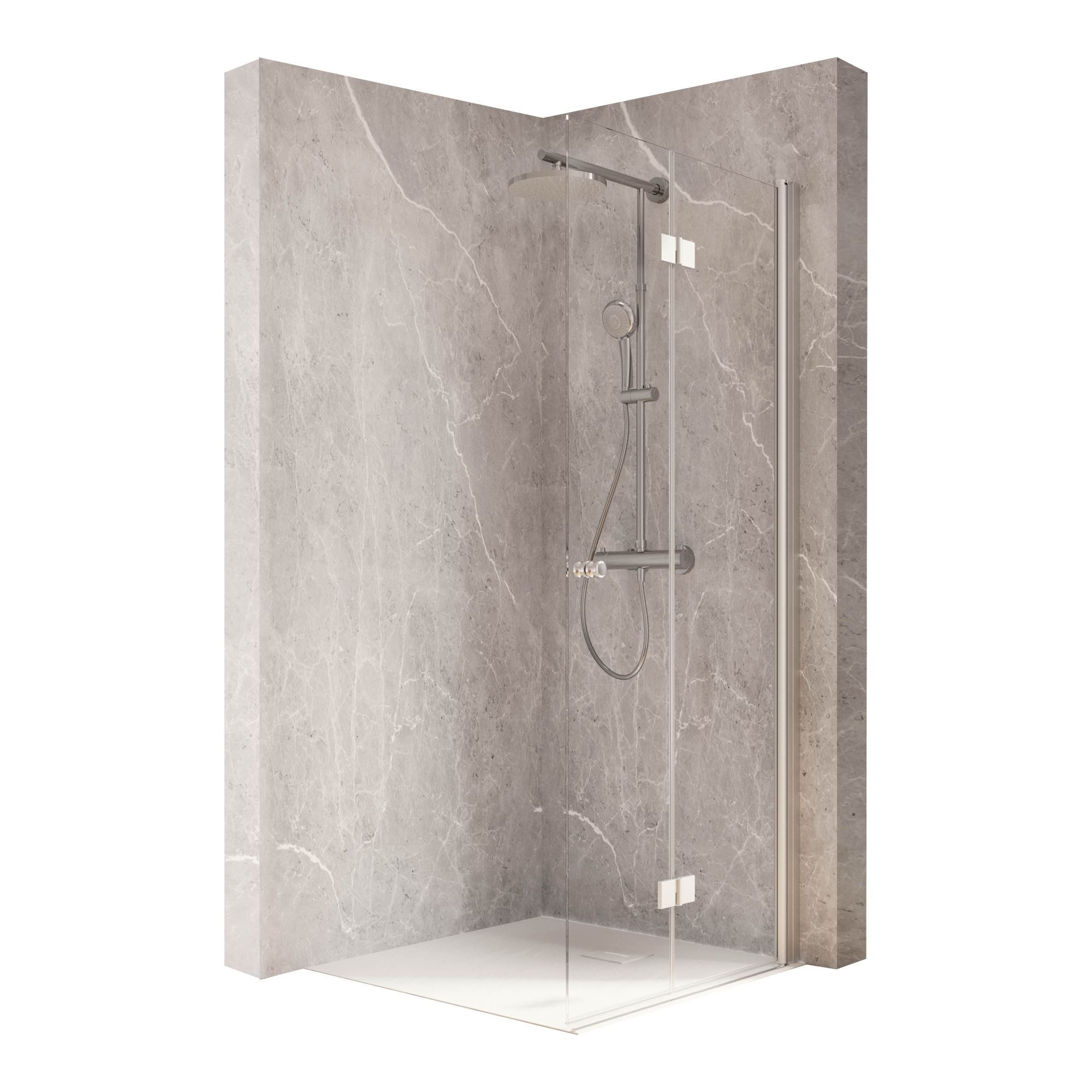 Schulte Dusch-Falttür Garant 2.0, 90x200 cm, 6 mm Sicherheitsglas, Walk In Drehfalttür, inkl. Heb-Senk-Mechanismus