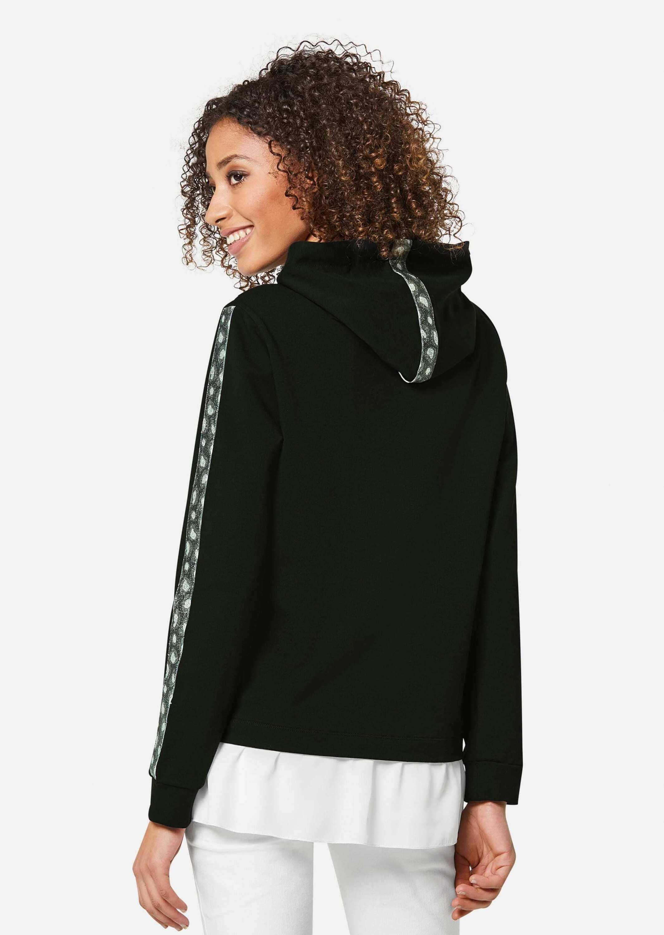 MADELEINE Langarmshirt Kapuzensweatshirt mit Dekoband an den Ärmeln